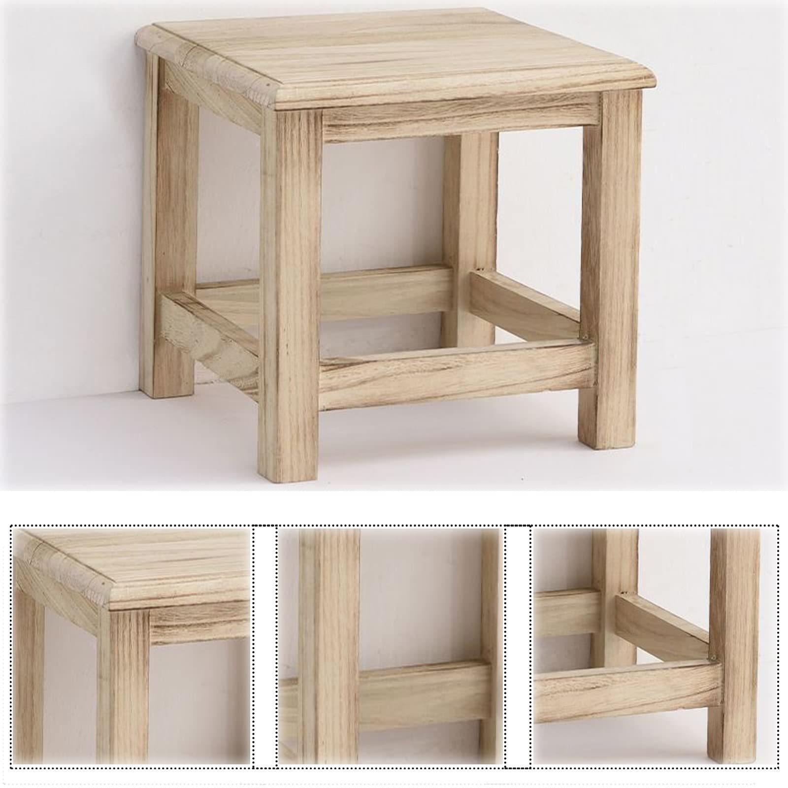 Non-Slip Waterproof Wooden Shower Stool for Elderly & Adults - Sturdy Bath Chair with Anti-Skid Feet, Multifunctional Foot Stool for Bathroom, Living Room, Bedroom & Kitchen (26x26x25cm) - Perfect for Safe Showering, Relaxing & Extra Seating