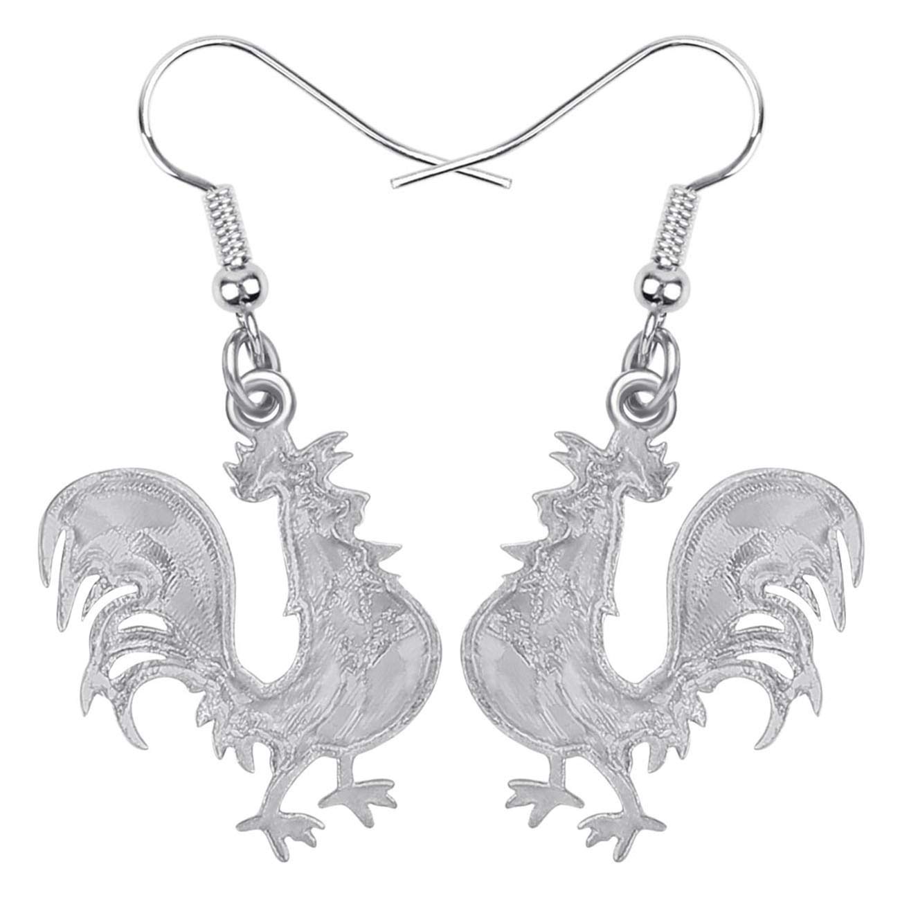 WEVENI Enamel Alloy Chicken Rooster Dangle Drop Earrings - Farm Animal Jewelry for Women - Perfect Gift for Country Lovers, Farmhouse Style Accessories for Everyday Wear or Special Occasions