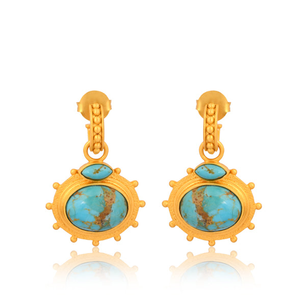Athena Drop Earrings - Turquoise Gemstone Dangle Earrings for Women | Perfect for Parties, Weddings & Everyday Wear