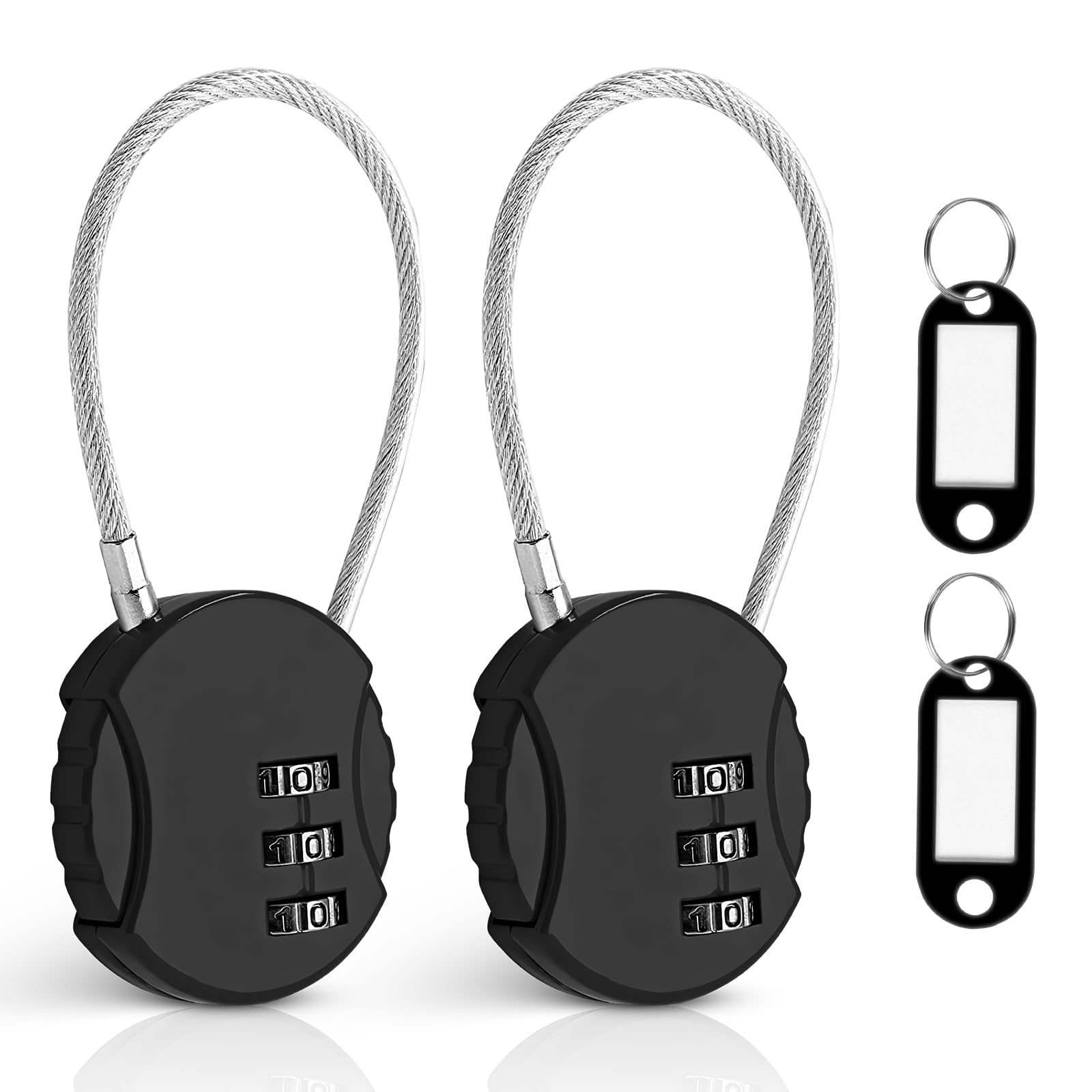 2 Pack Mini Wire Rope Lock - Secure Luggage, Jewelry Box, Backpack & Gym Locker | Portable Combination Padlock for Travel, Storage & Sports Equipment Protection