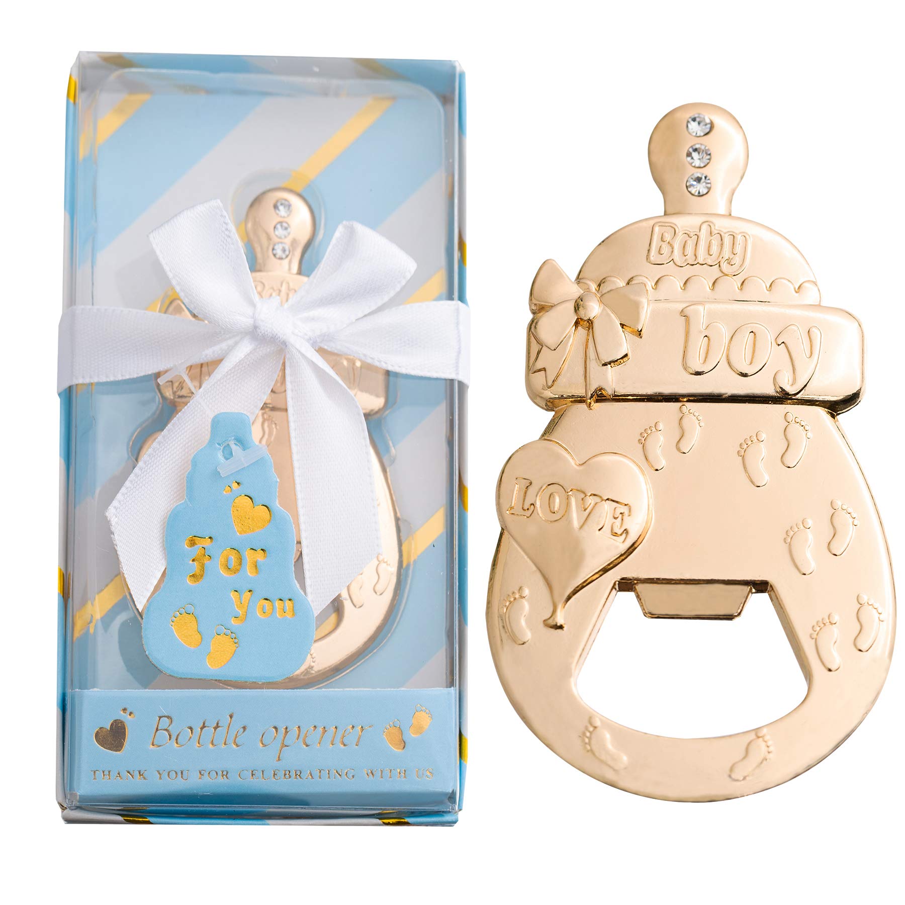 24-Pack Baby Bottle Openers - Cute Baby Shower Party Favors, Newborn Gifts & Decorations for Guests (Blue) - Perfect for Baby Showers, Gender Reveals & New Parent Celebrations
