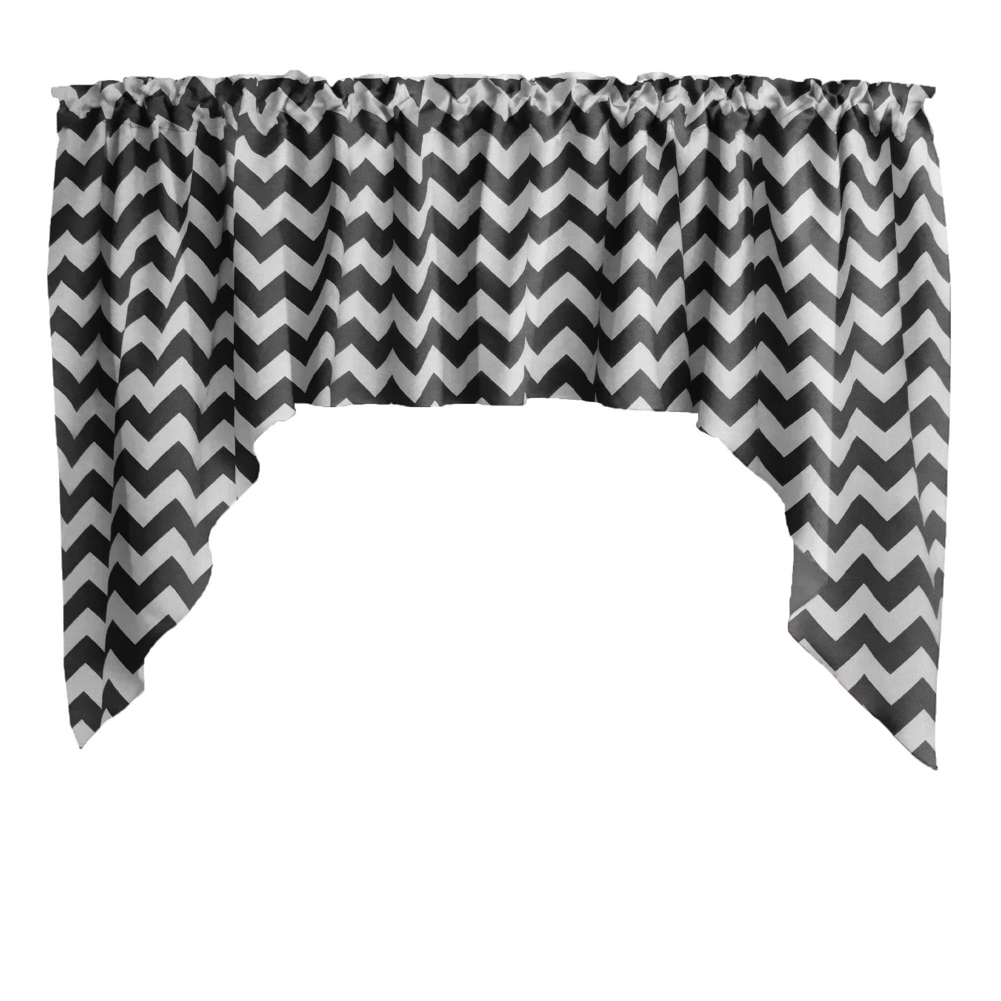 Chevron Zig-Zag Print Cotton Window Valance - Black Home Decor Curtain for Bedroom, Nursery & Kitchen - Perfect for Farmhouse, Modern & Boho Style Windows