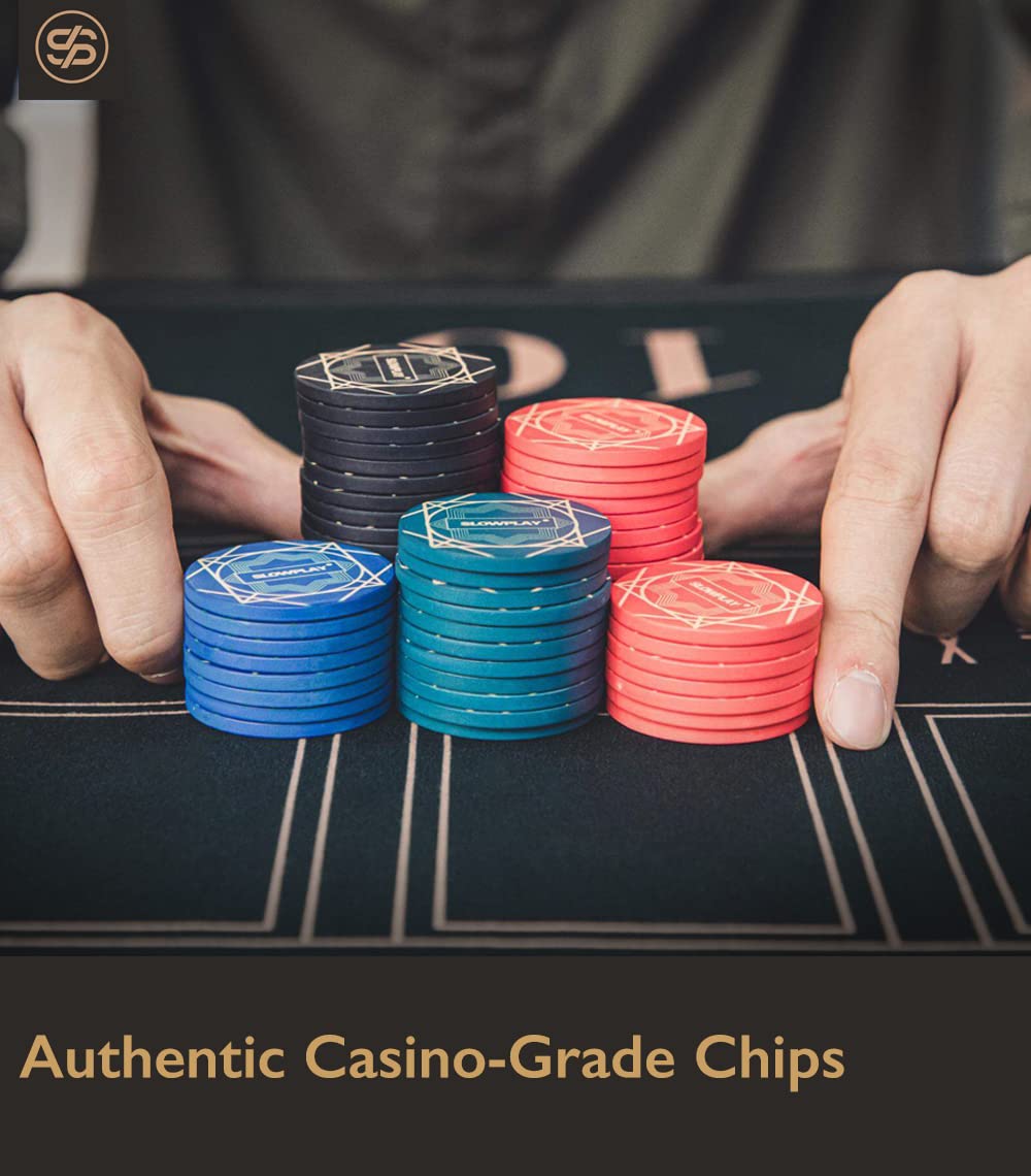SLOWPLAY Nash Ceramic Poker Chips Set - 500 Premium Casino Style Poker Chips for Texas Hold'em, Blackjack & Home Game Nights - Durable Clay Composite Poker Tokens with Professional Design
