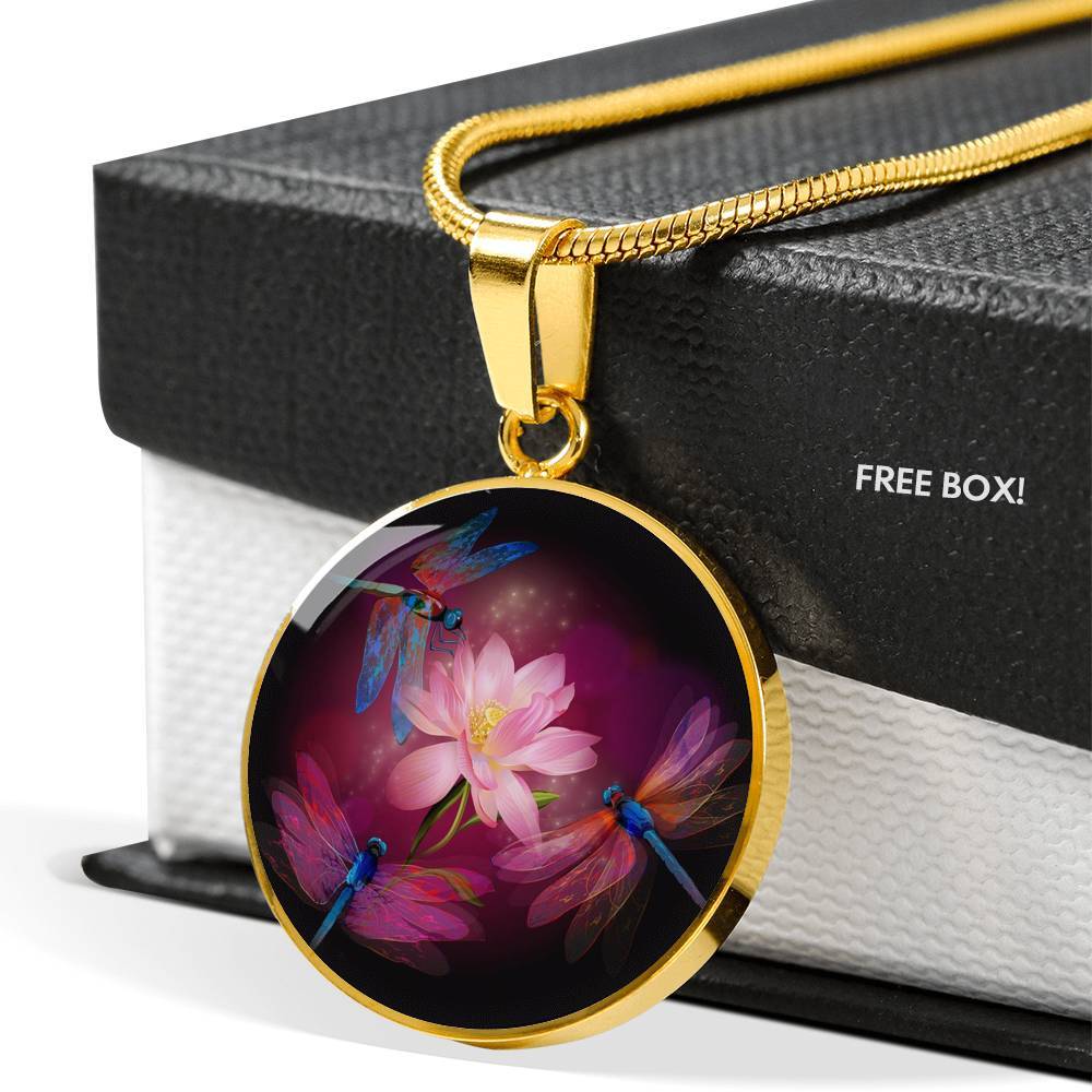 Dragonfly and Lotus Pendant Necklace for Women - Elegant Nature-Inspired Jewelry Gift for Birthday, Anniversary & Special Occasions