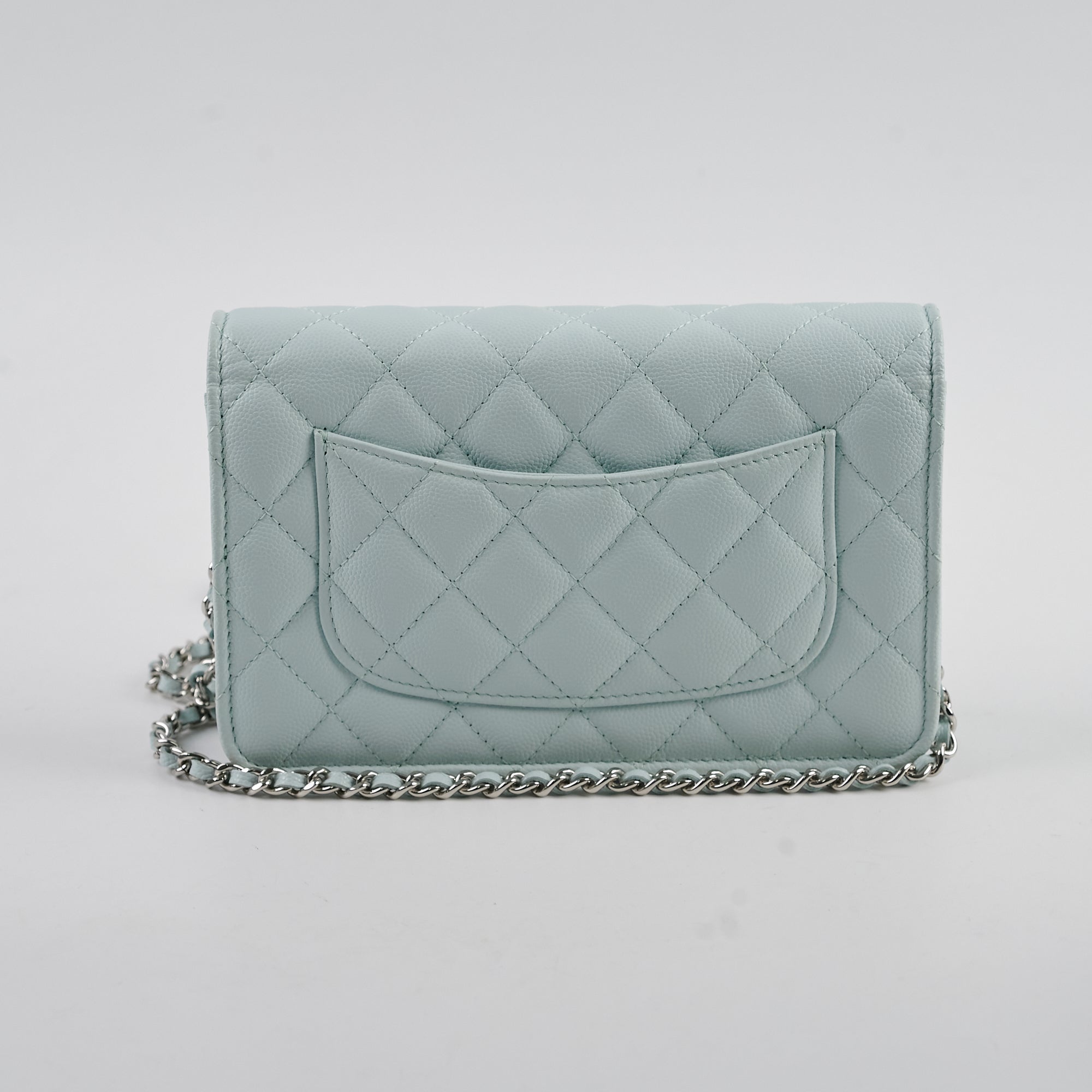 Chanel Caviar Wallet On Chain WOC Light Blue Crossbody Bag with Microchip - Perfect for Evening Events, Travel & Everyday Use
