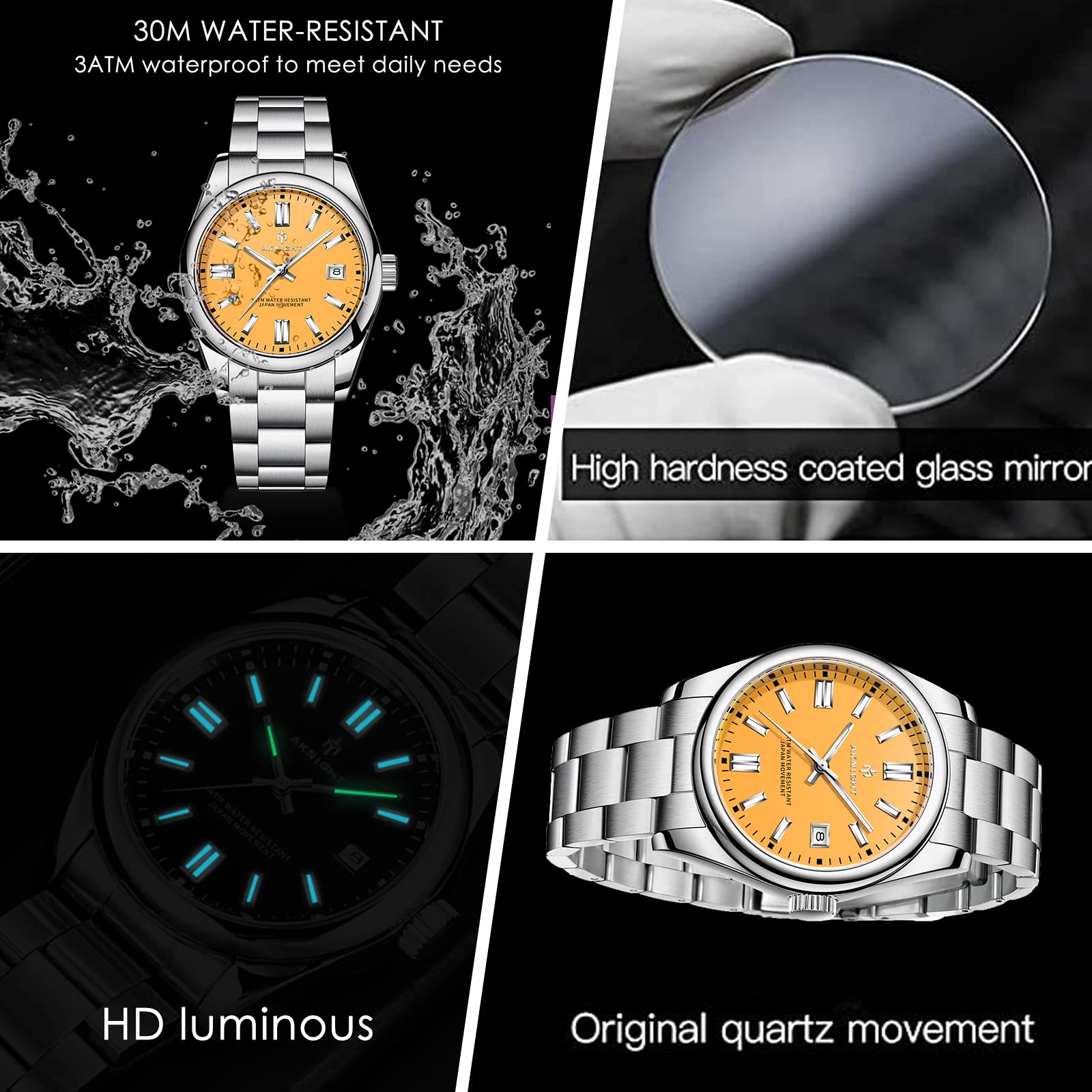 Waterproof Stainless Steel Analog Chronograph Watch for Men - Fashionable Dress Watch with Luminous Hands - Perfect Gift for Him (Ideal for Business, Formal Events & Daily Wear)