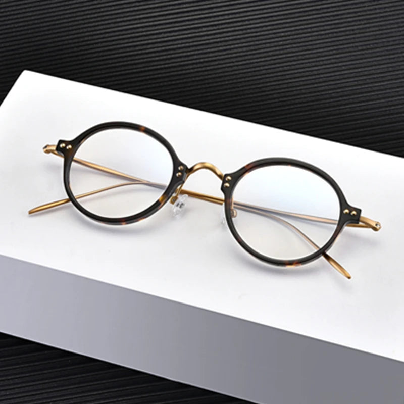 Aimee Women's Full Rim Small Round Titanium Acetate Eyeglasses Frame 12543 - Lightweight & Durable Glasses for Work, Reading & Fashion Accessories