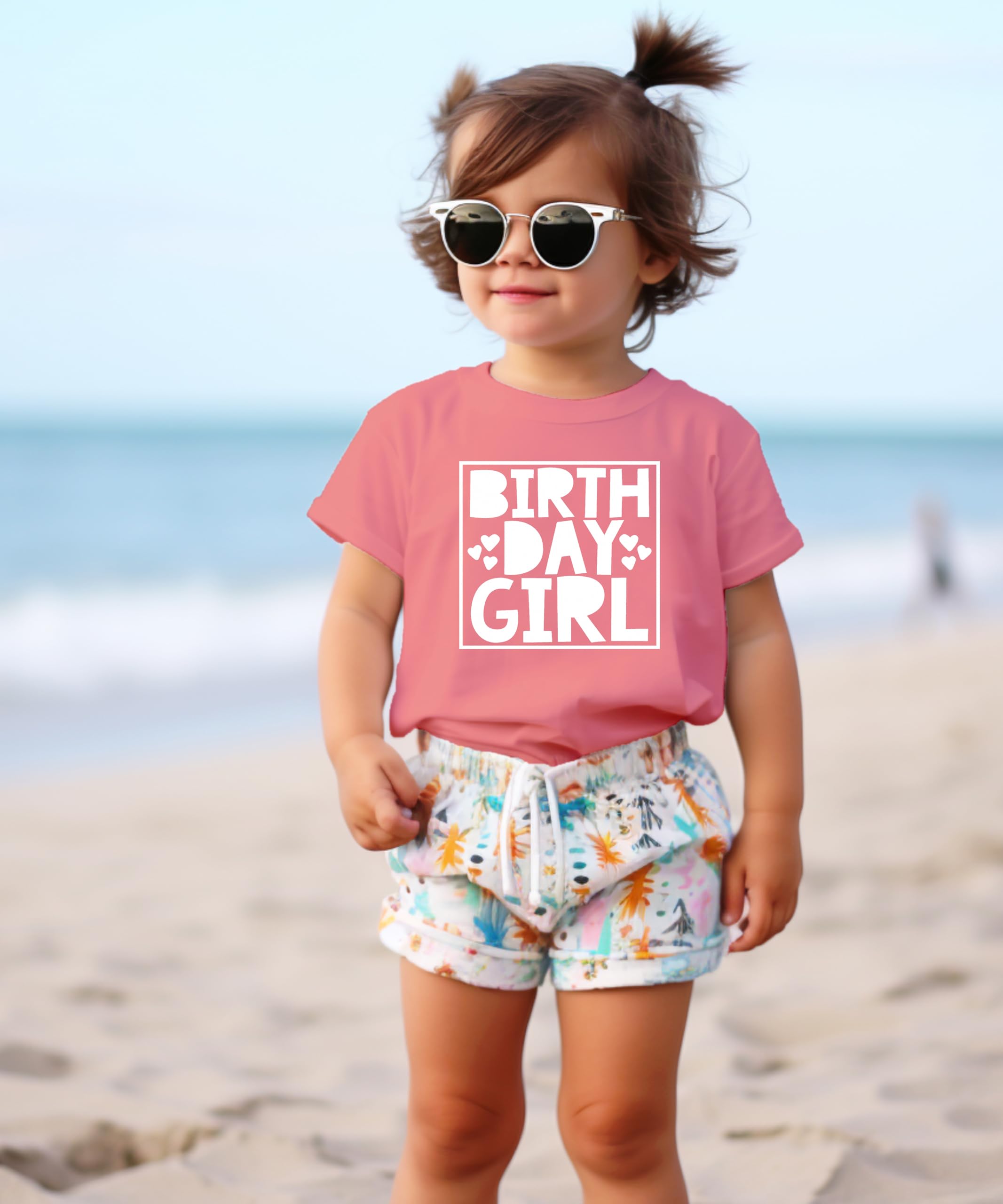 Olive Loves Apple Birthday Girl T-Shirt - Cute Heart Print Square Design Raglan Tee for Women & Kids | Perfect for Birthday Parties, Celebrations & Gift Giving
