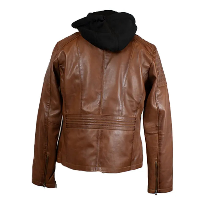 BOL Women's Hooded Leather Jacket - Stylish Faux Leather Coat with Zipper Closure, Warm Winter Outerwear for Casual Outfits & Streetwear Fashion