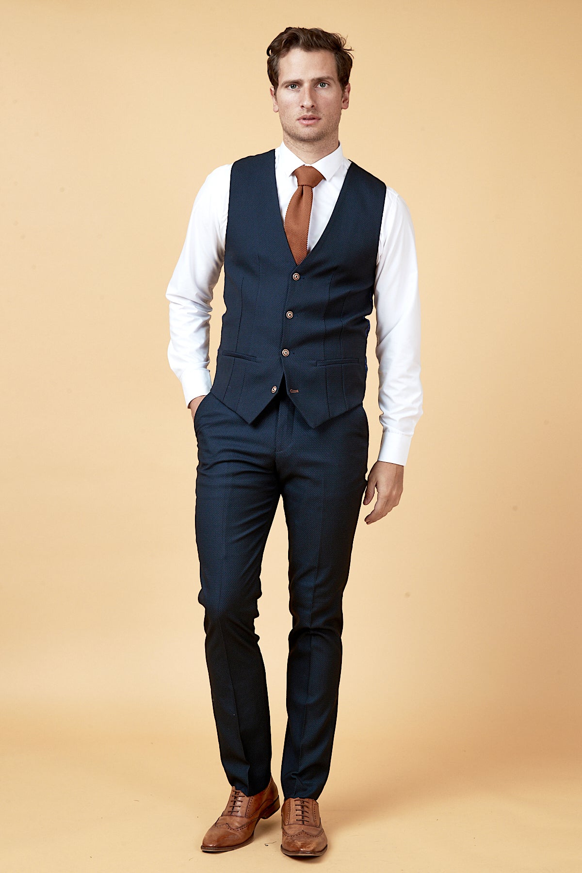 Premium Navy Blue Three-Piece Suit for Men - Tailored Business Formal Attire - Perfect for Weddings, Office Meetings & Special Occasions