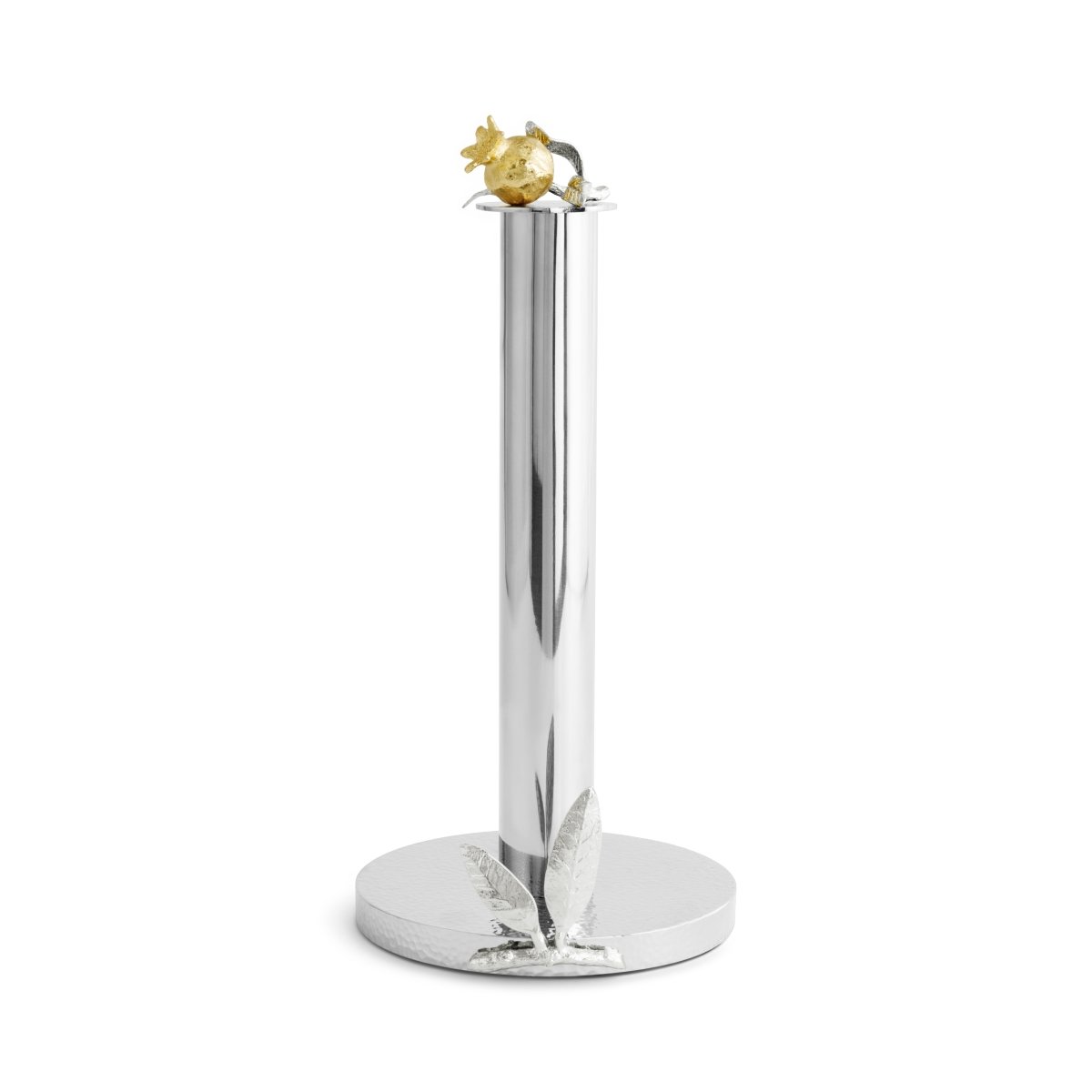 Elegant Pomegranate Silver & Gold Paper Towel Holder - Modern Kitchen & Bathroom Decor for Stylish Home Organization