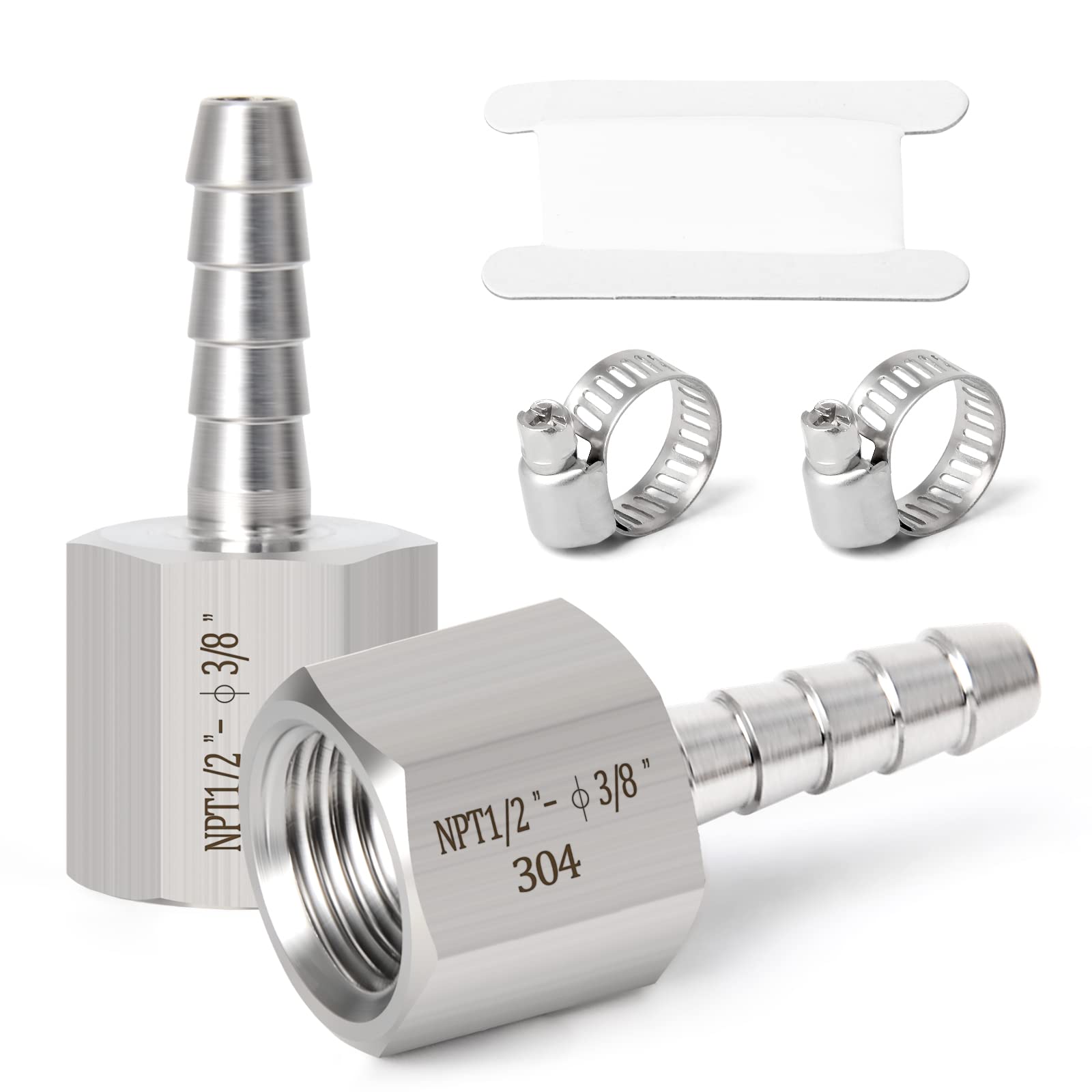 TAISHER 2PCS 304 Stainless Steel Air Hose Fittings 3/8