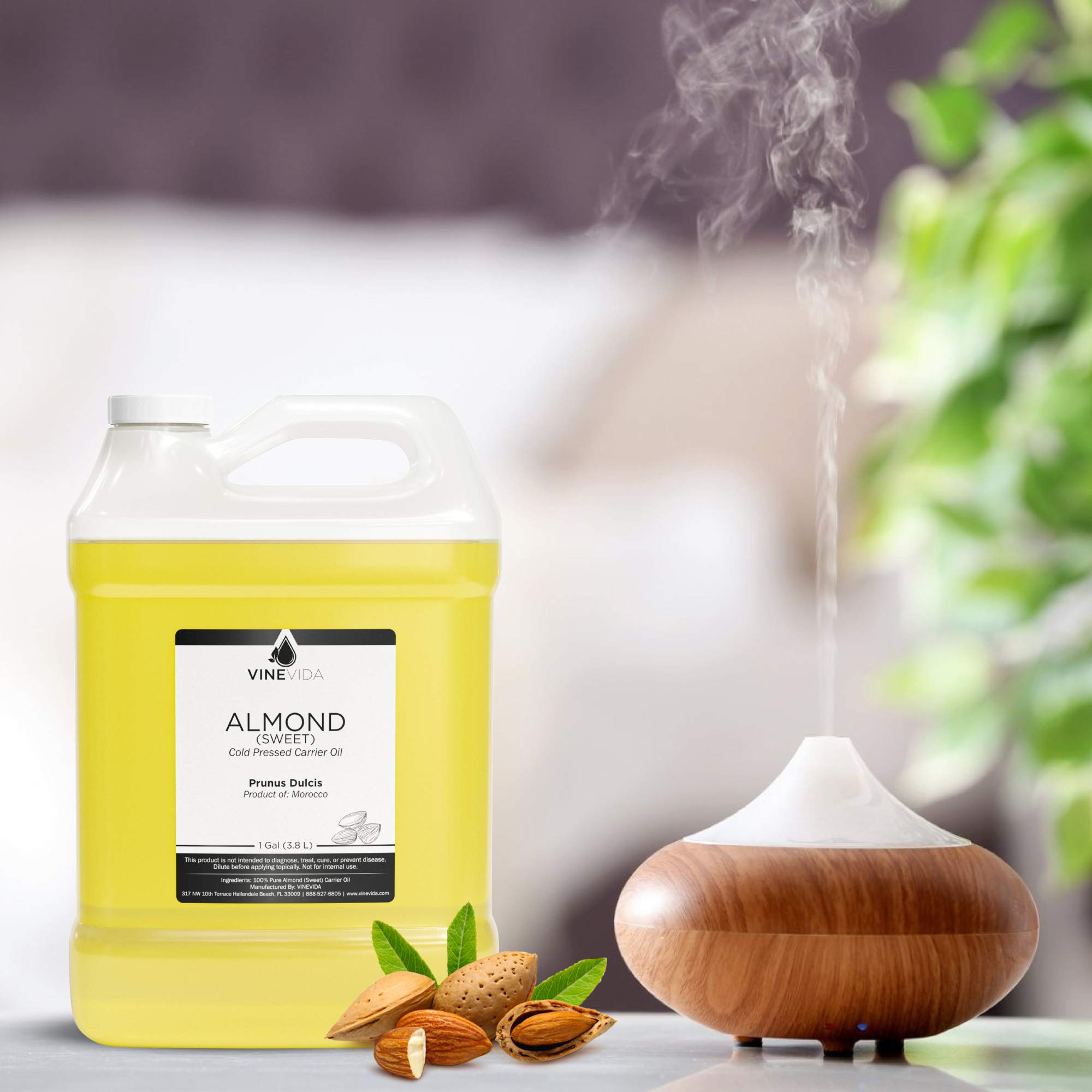 VINEVIDA Pure Sweet Almond Carrier Oil - 1 Gallon Bulk Undiluted for Soap Making, Candle Scents & DIY Skincare | Moisturizing Body Oil for Massage, Hair Care & Aromatherapy | 8 lbs Natural Almond Oil