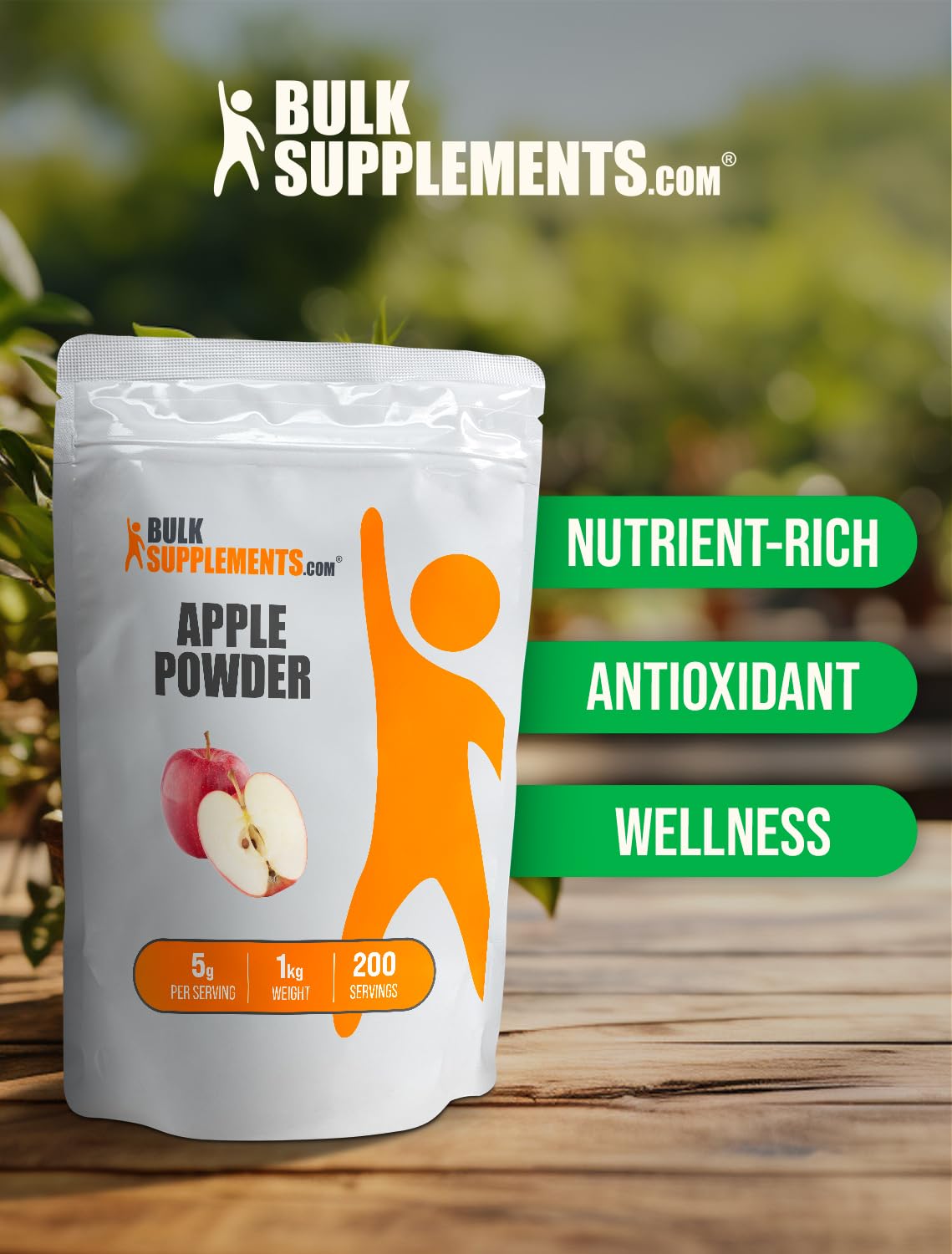 BulkSupplements Pure Apple Fruit Powder - 5kg (11 lbs) Pack of 5 | Natural Gluten-Free Superfood for Digestive Support | 5g per Serving | Great for Smoothies, Baking & Healthy Snacks