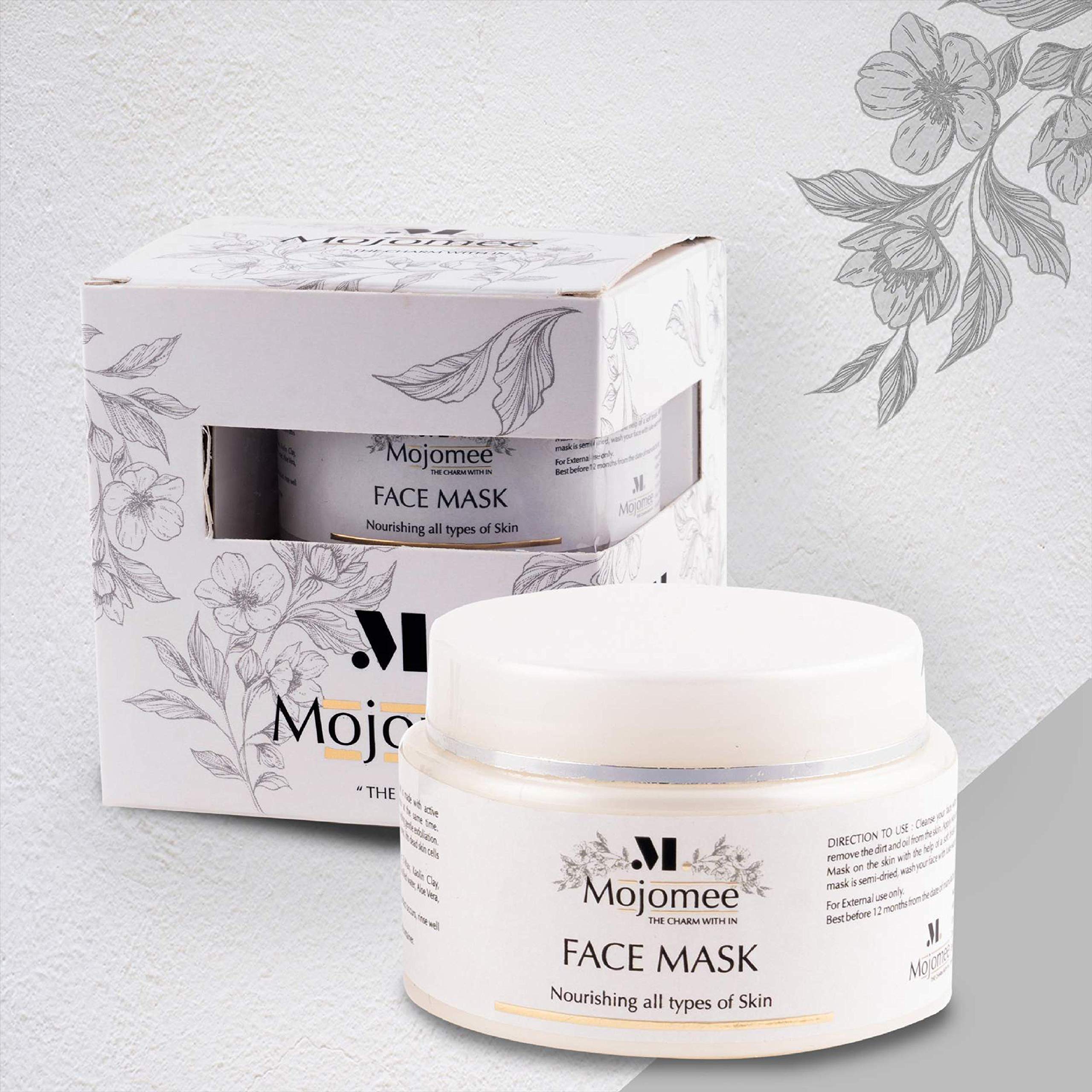 Mojomee Hydrating Kaolin Clay Face Mask - 100% Natural, Detoxifying & Pore-Cleansing, Reduces Acne, Made in India (50g) | Perfect for Spa Nights & Deep Skin Cleansing Routines