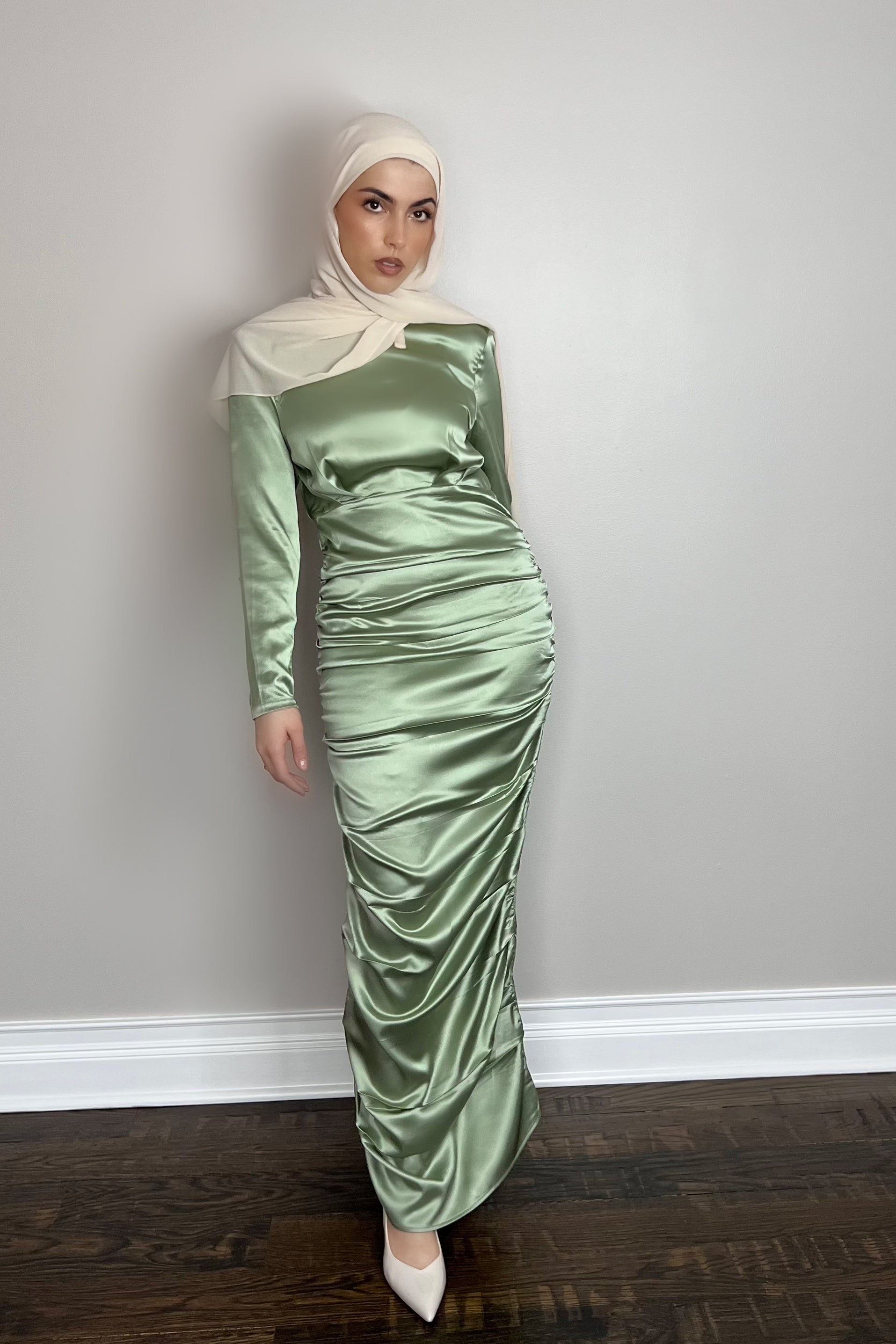 HANA Satin Dress in Sage Green - Elegant Women's Formal & Party Wear for Evening Events, Weddings & Special Occasions