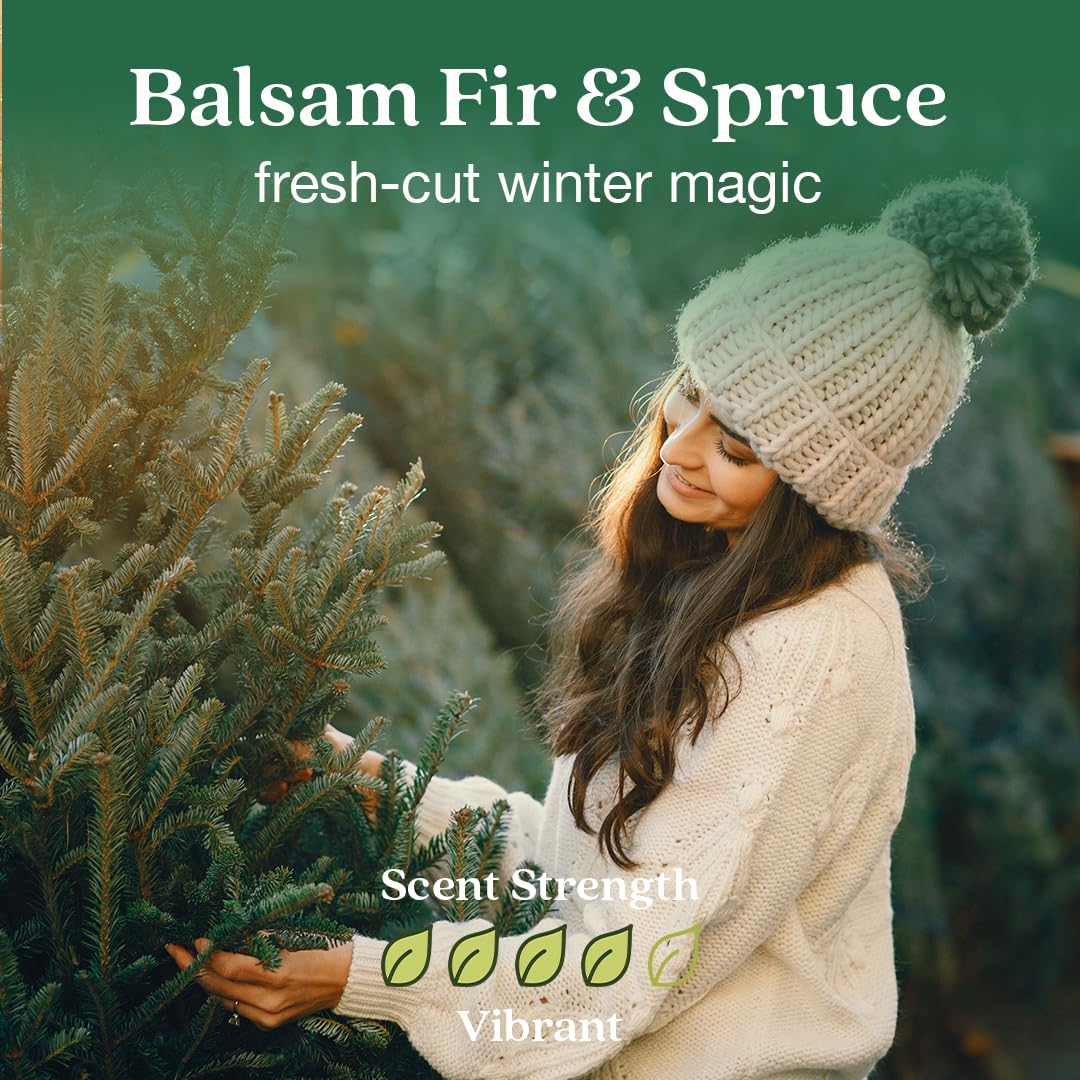 Enviroscent Non-Toxic Plug-In Air Freshener - Balsam Fir & Spruce Essential Oil Refillable Home Fragrance | Lasts 45+ Days | 1 Plug-In + 1 Scent Refill | Perfect for Living Room, Bedroom, Office & Bathroom