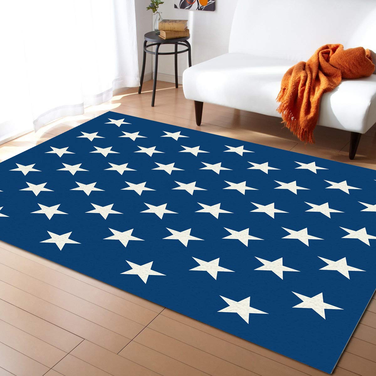 2'7''x5' Independence Day Star Pattern Non-Slip Area Rug - Washable Living Room, Bedroom, Kitchen Mat & Front Porch Doormat | Perfect for Patriotic Home Decor, Entryway Floor Covering and Bath Runner