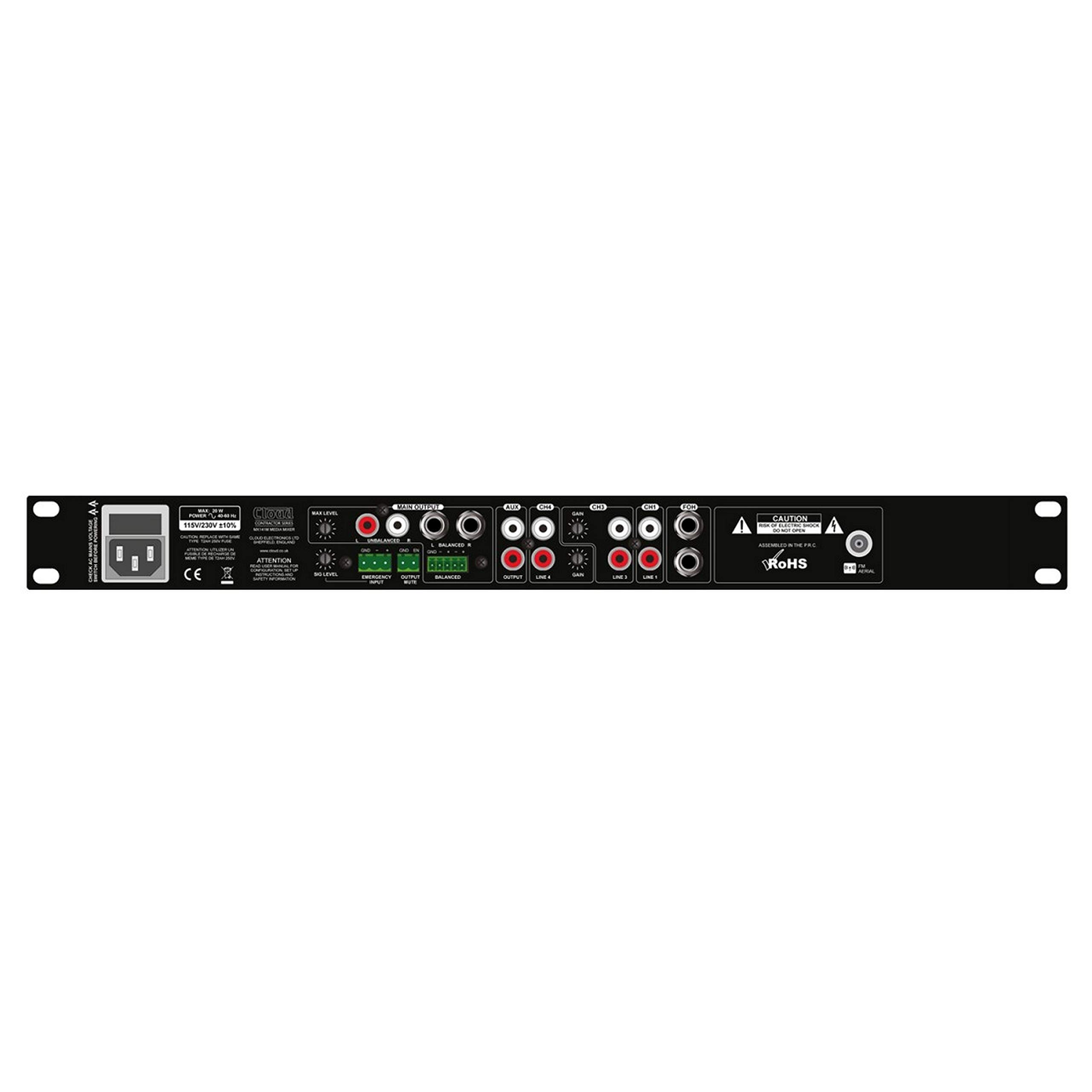 Cloud Electronics MX141M 1U Professional Audio Mixer - Perfect for Studio Recording, Live Sound & Broadcast Applications