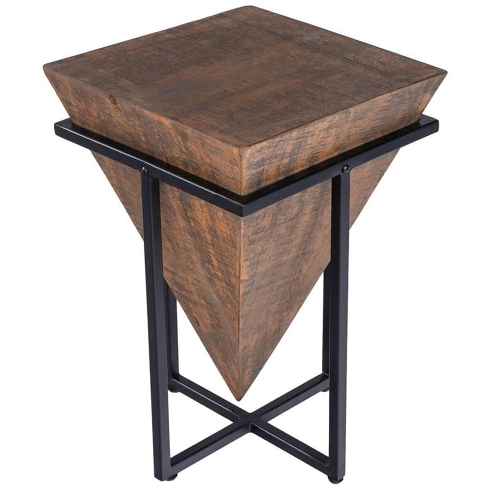 Rustic Industrial Wood and Metal Accent Table - Beaumont Lane Brown End Table for Living Room, Bedroom & Office Decor