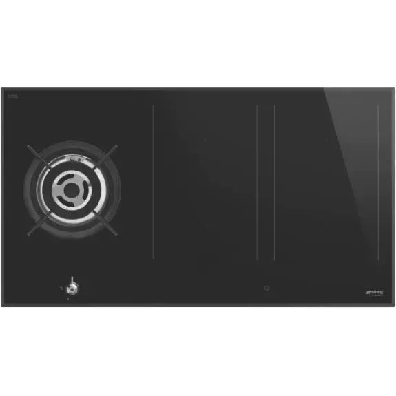 Smeg 90cm Classic Induction Gas Cooktop - Black | 4 Burner Gas & Induction Combo | Perfect for Modern Kitchens & Professional Cooking