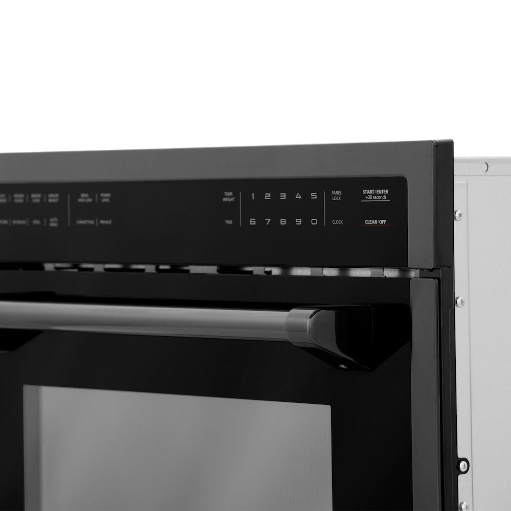 ZLINE 24 Inch Built-In Convection Microwave Oven - Black Stainless Steel with Speed Cooking & Sensor Technology (MWO 24 BS) - Perfect for Modern Kitchens & Small Spaces