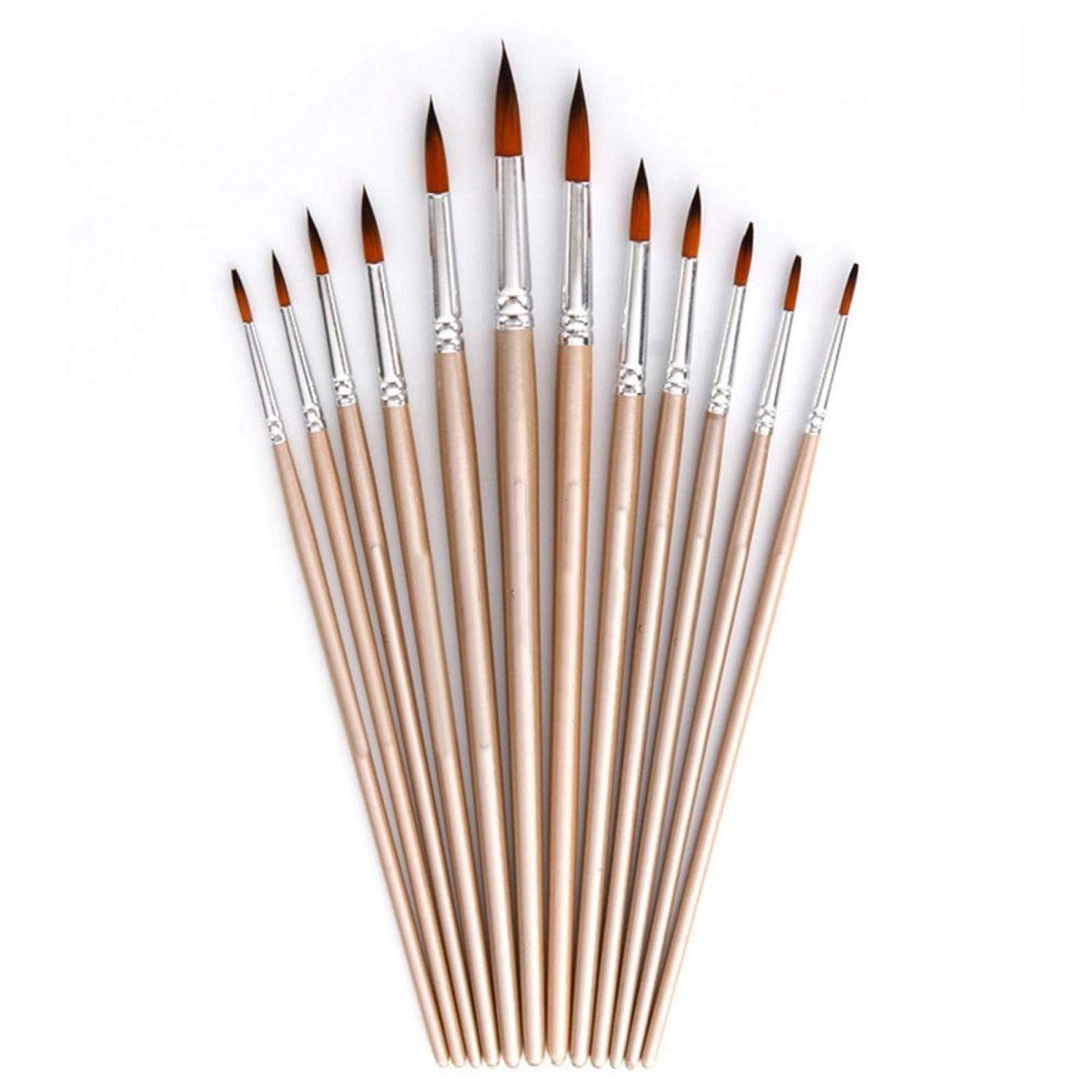 12Pcs Kids Acrylic Paint Brush Set - Watercolor & Gouache Paint Brushes for Art, Craft & DIY Projects - Perfect for Canvas, Paper & Wood Painting