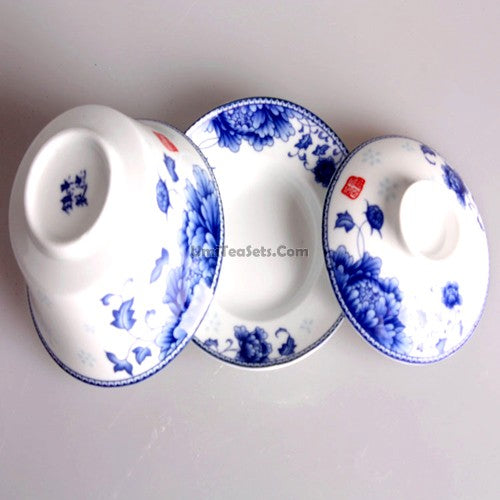 Premium Blue and White Porcelain Gaiwan - Traditional Chinese Tea Set for Brewing Loose Leaf Tea - Perfect for Tea Ceremonies, Home Use, and Gifts