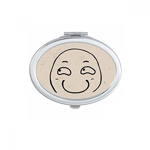 DIYthinker Strabismus Smirk Black Happy Pattern Oval Mirror - Portable Foldable Double-Sided Makeup Glasses for Travel, Home & Cosplay