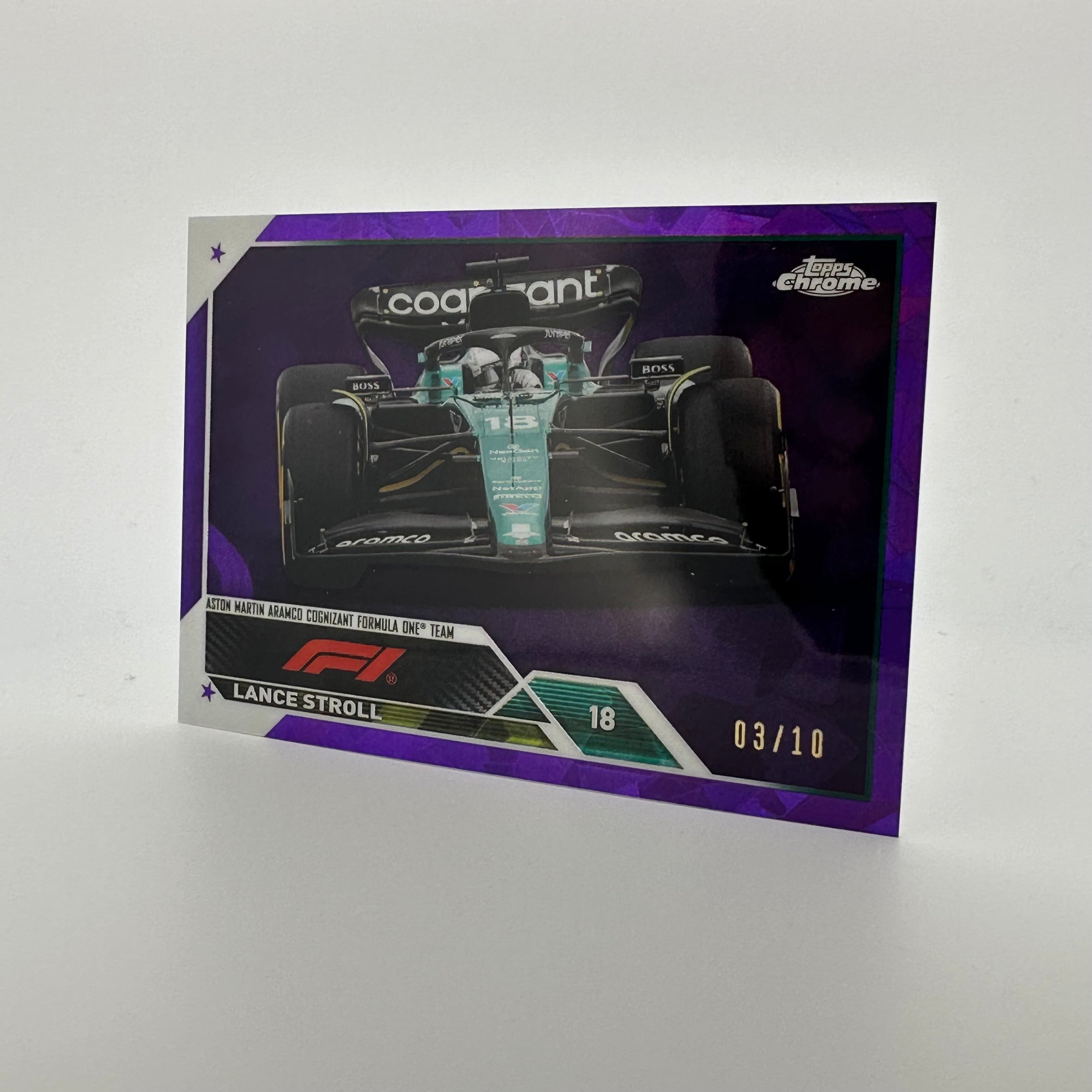 2023 Topps Chrome Sapphire Purple Lance Stroll #107 F1 Racing Card - Perfect for Collectors, Fans, and Sports Memorabilia Enthusiasts
