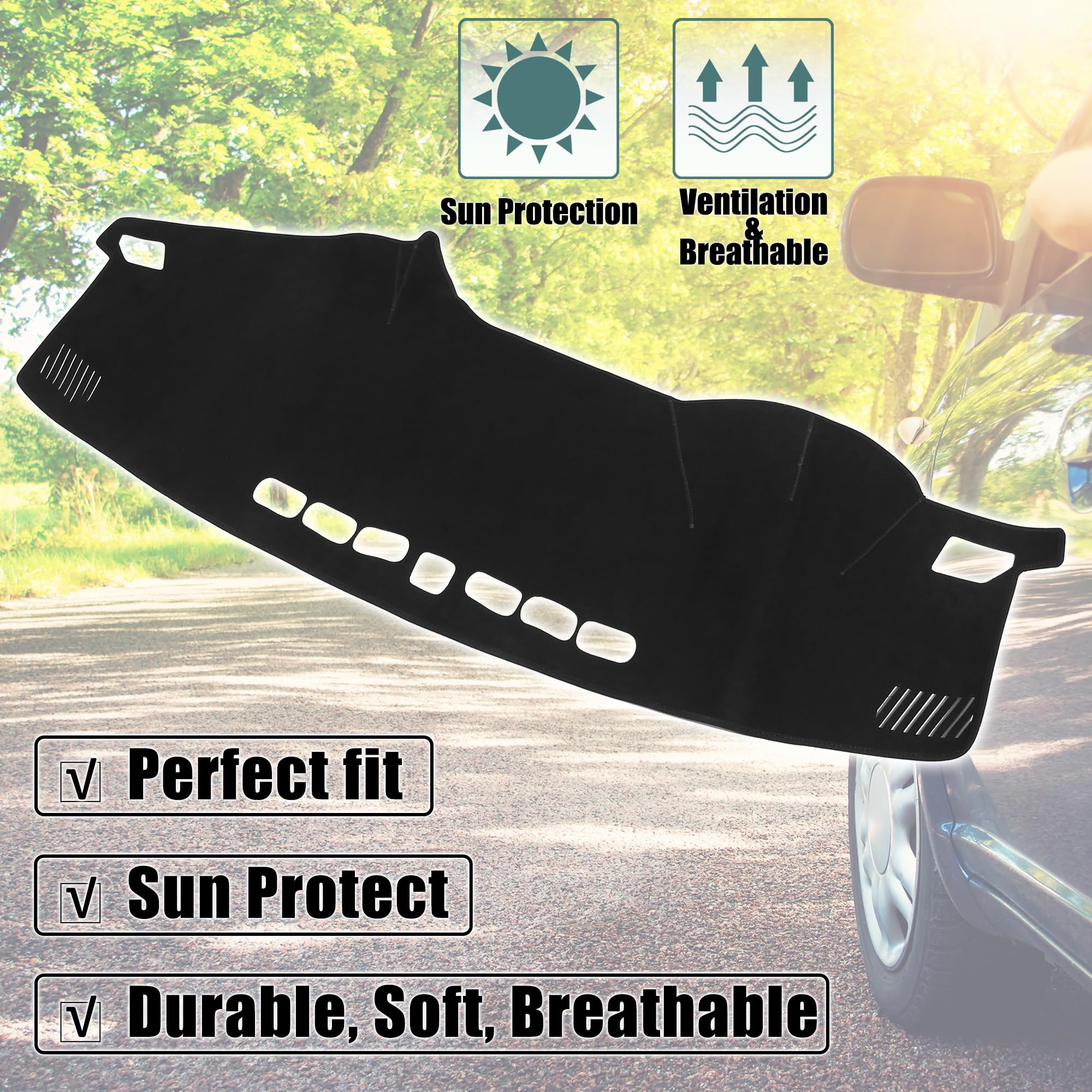 **X AUTOHAUX Premium Suede Dashboard Cover Mat - Non-Slip Carpet Protector for Hyundai Sonata 9 (2015-2018) - Black | Perfect for Sun Protection & Interior Upgrade**
