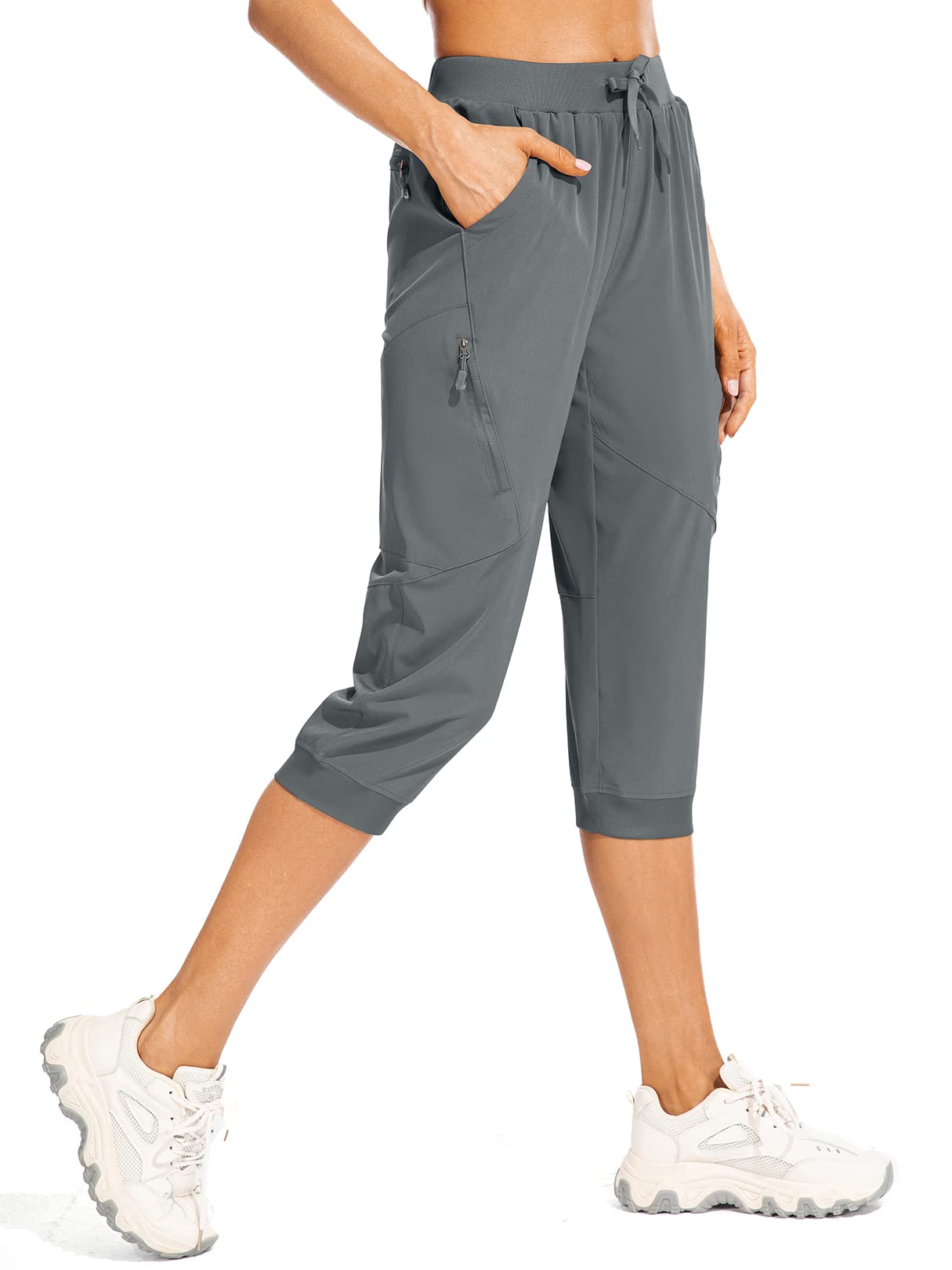 **Women's Lightweight Quick-Dry Capri Pants with Zipper Pockets - Cargo Hiking Pants for Outdoor, Travel & Summer Activities**