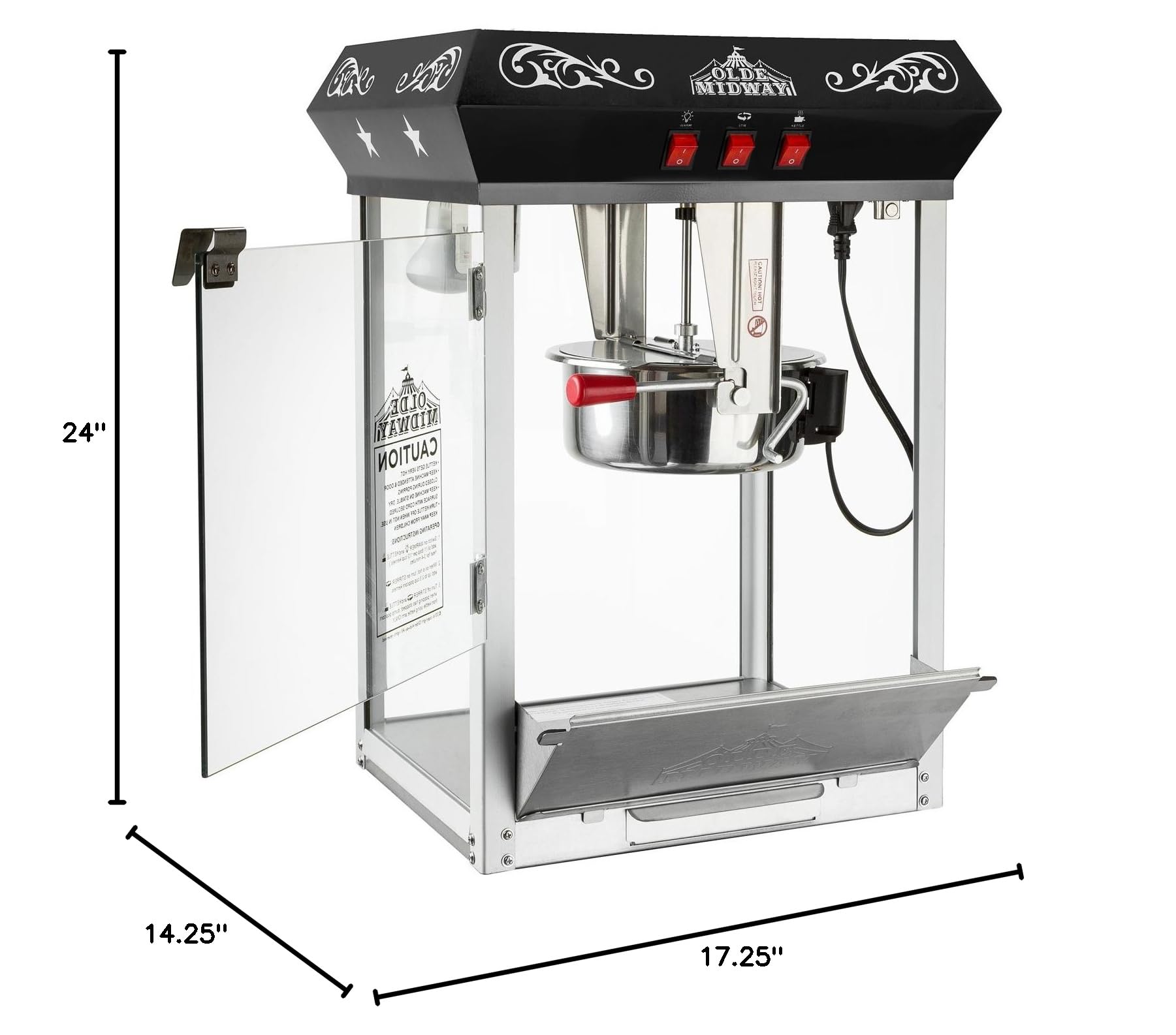 Olde Midway Commercial Popcorn Machine - 10-Ounce Kettle Popper for Movie Theater Style Popcorn at Home (Black) - Perfect for Parties, Carnivals & Home Theater Nights