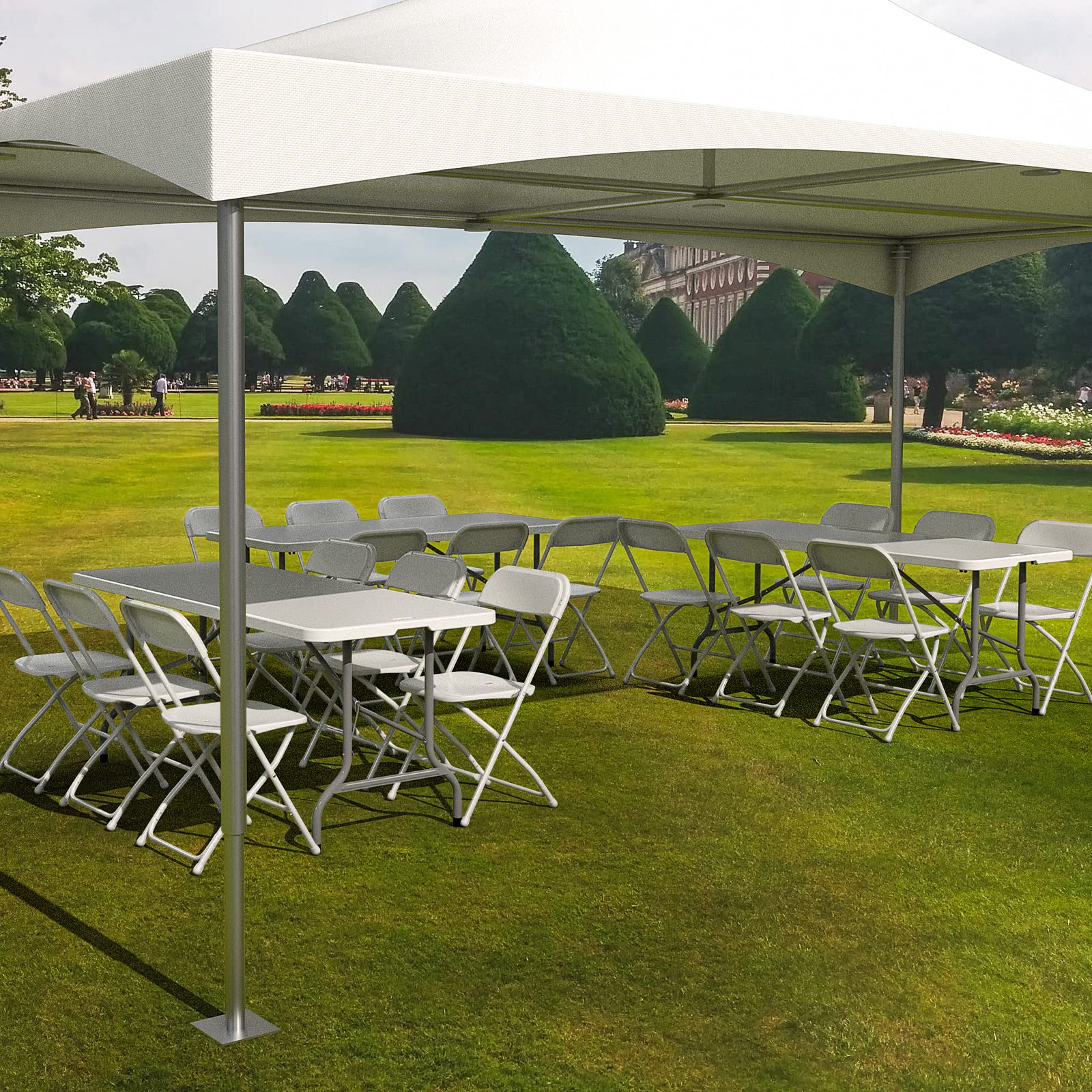 Bonnlo 10-Pack White Folding Chairs - Heavy Duty Plastic Seats with Sturdy Metal Frame - Perfect for Indoor & Outdoor Events, Parties, Weddings, Birthdays, Office Meetings, and Backyard Gatherings