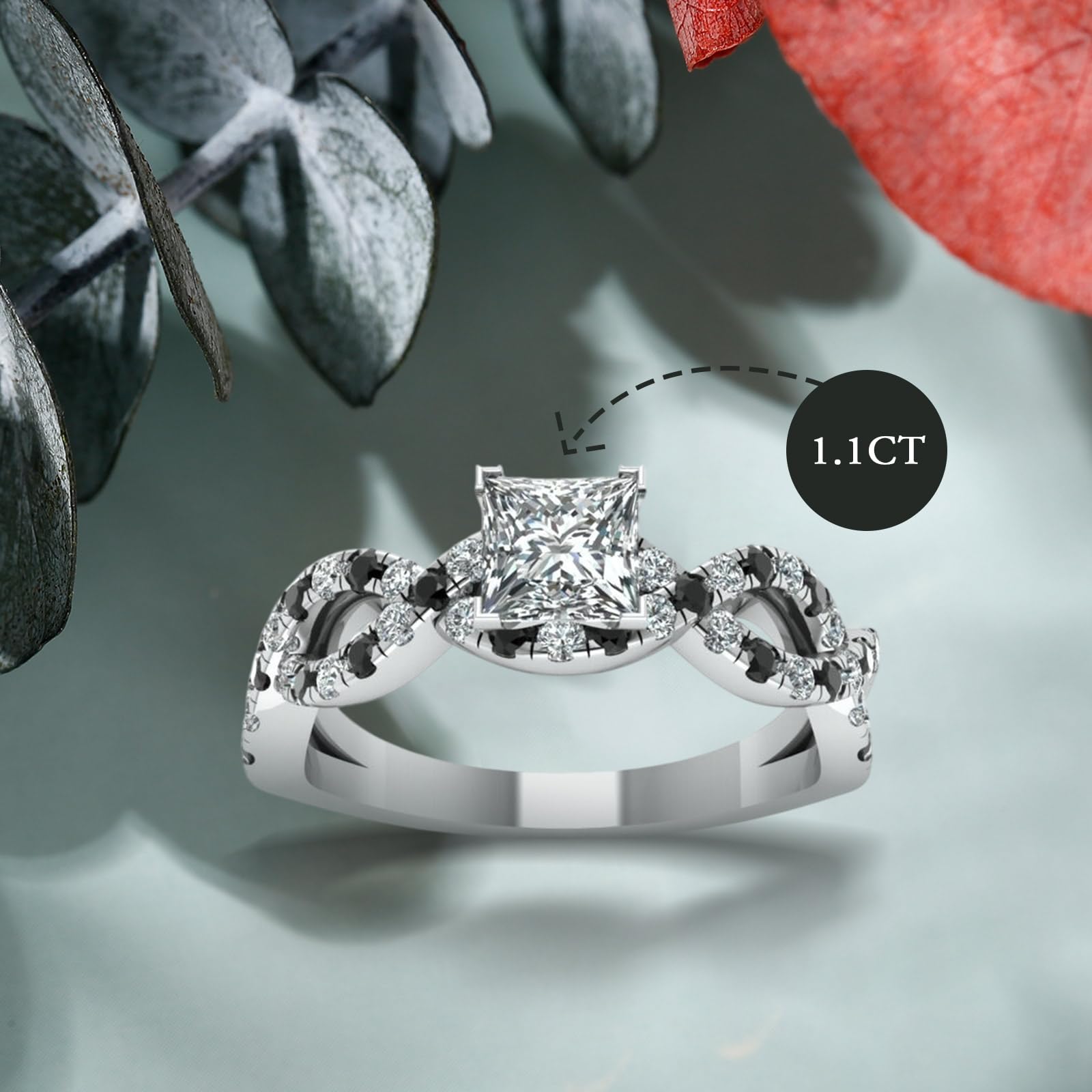 Jeulia 2.5 Carat Princess Cut Wedding Band Ring for Women - 925 Sterling Silver Twisted Eternity Birthstone Ring - Anniversary, Engagement & Promise Ring - Comes with Jewelry Gift Box - Perfect for Weddings, Proposals & Special Occasions