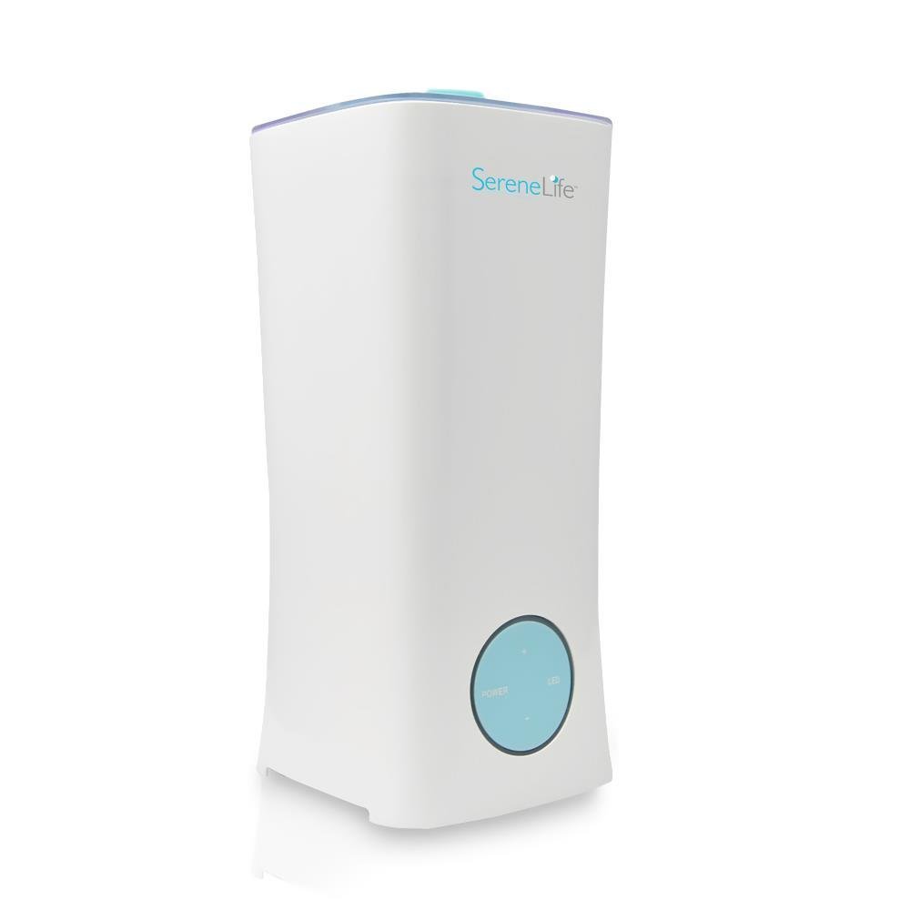 Serene Life Ultrasonic Cool Mist Humidifier for Home & Office - 2.5L Large Capacity Quiet Air Vaporizer with Essential Oil Tray, Aromatherapy Diffuser, Built-in Fan & LED Light - Perfect for Bedroom, Nursery, Desk & Dry Climate Relief (Model PHUMDIF8)