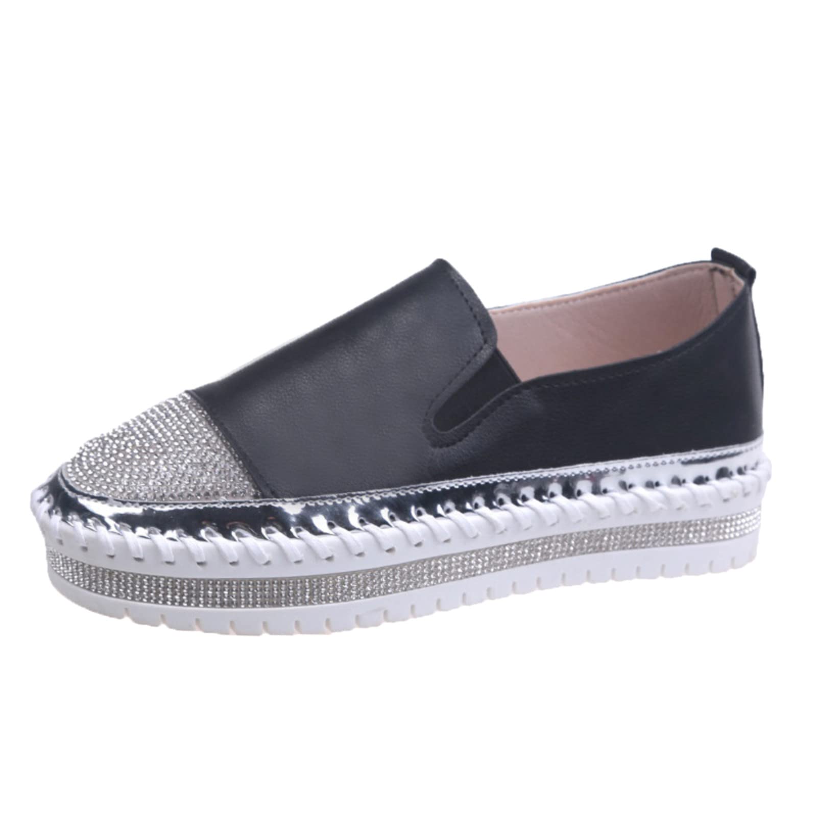 Sparkly Rhinestone Women's Casual Shoes - Comfortable Flat Platform Sneakers for Women & Girls | Perfect for Daily Wear, Parties, and Special Occasions