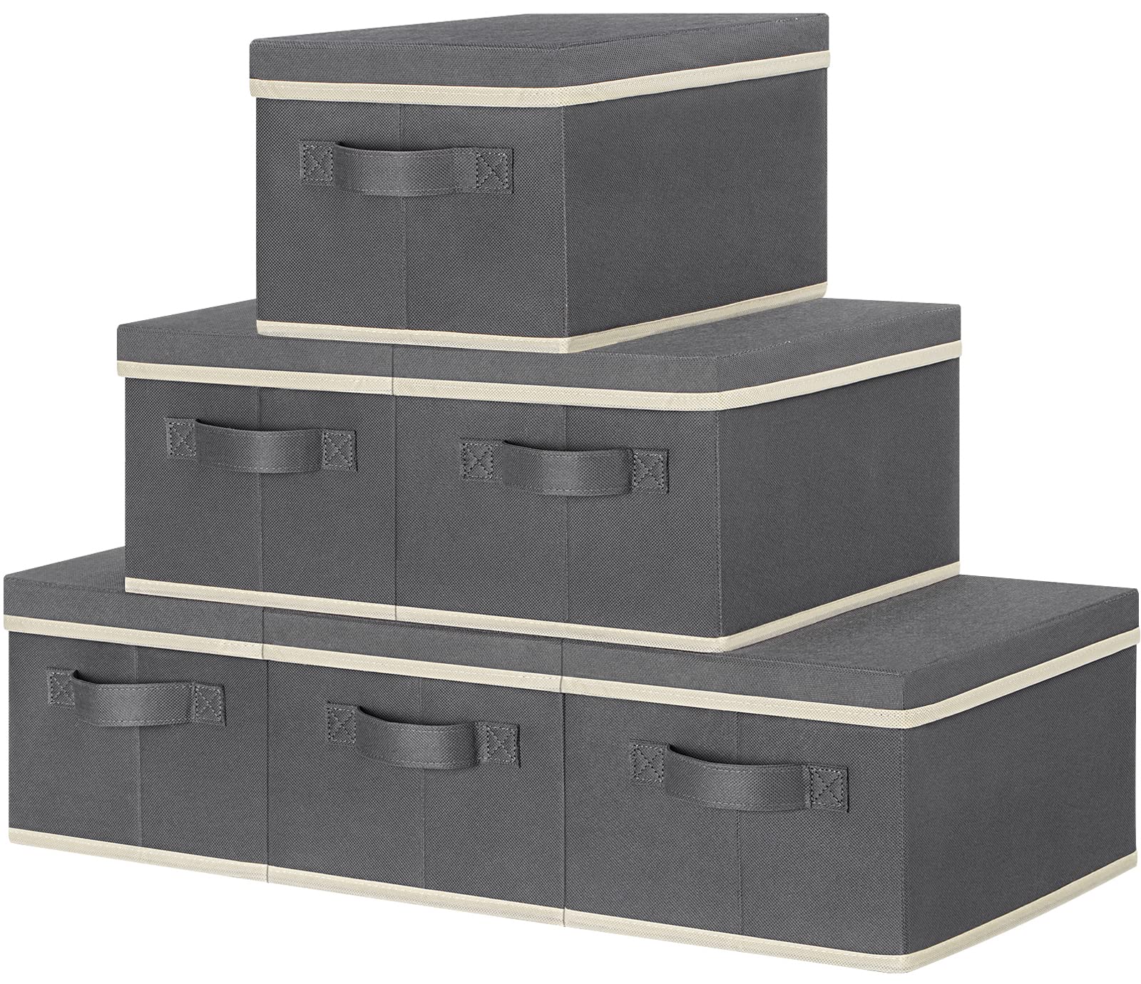 ASXSONN 6-Pack Collapsible Fabric Storage Bins with Lids & Labels - 11.4
