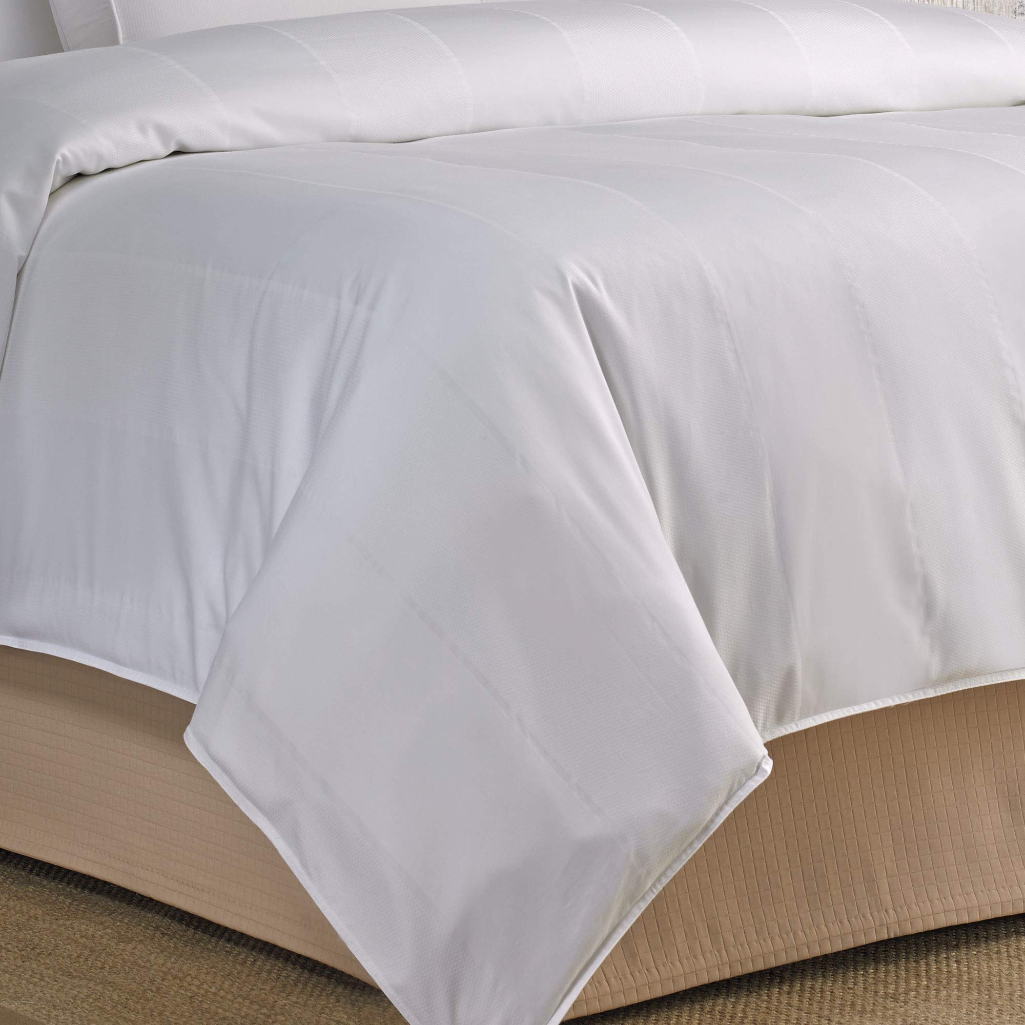 Marriott Bird's Eye Stripe Duvet Cover Set - Ultra Soft Breathable Cotton Blend Reversible King Size Bedding - Luxury Hotel Style Bedroom Decor for Master Bedroom & Guest Room