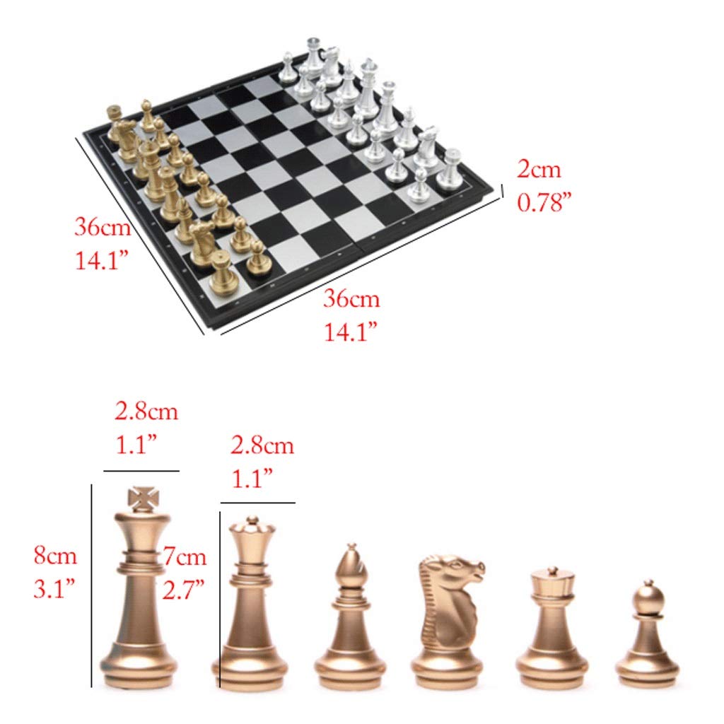 Magnetic Travel Chess Set - Portable Folding Chess Board Game with Gold & Silver Pieces for Adults & Kids | Indoor, Outdoor, Camping & Office Use