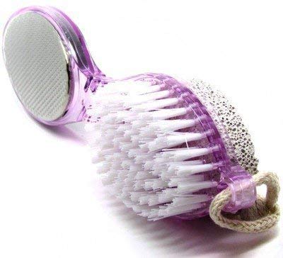 Vessel Crew Plastic 4-in-1 Foot Cleaner Brush - Multi-Color Pedicure Brush for Exfoliating, Cleansing & Massaging - Perfect for Bathroom, Spa & Home Foot Care