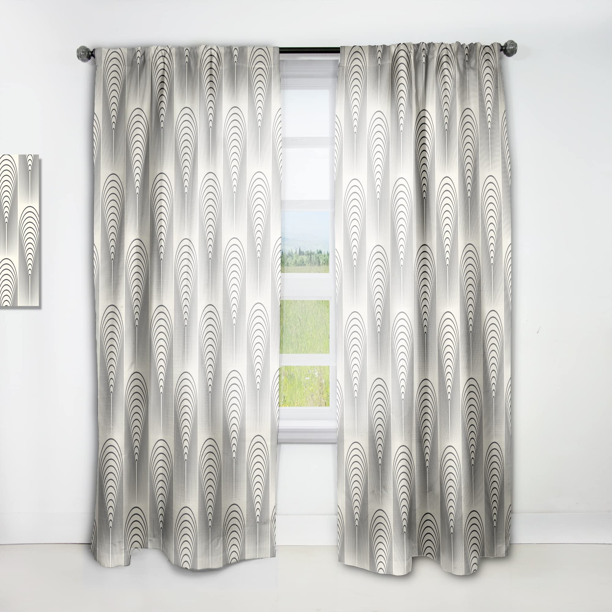 DesignQ Retro Geometric Cone Pattern Blackout Curtains - Thermal Insulated Single Panel (52x84 inches) for Bedroom & Living Room - Noise Reducing & Energy Saving Window Drapes