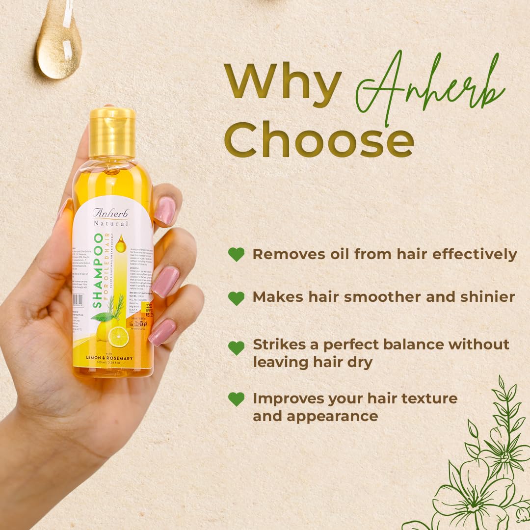 Anherb Vitamin C Shampoo for Oily Hair - Deep Cleansing & Purifying Formula for Smooth, Shiny Hair | 200ml Natural Hair Care with Hydrating & Nourishing Ingredients | Unisex & Adult Use | Promotes Hair Growth - Perfect for Daily Hair Wash & Scalp Refreshment