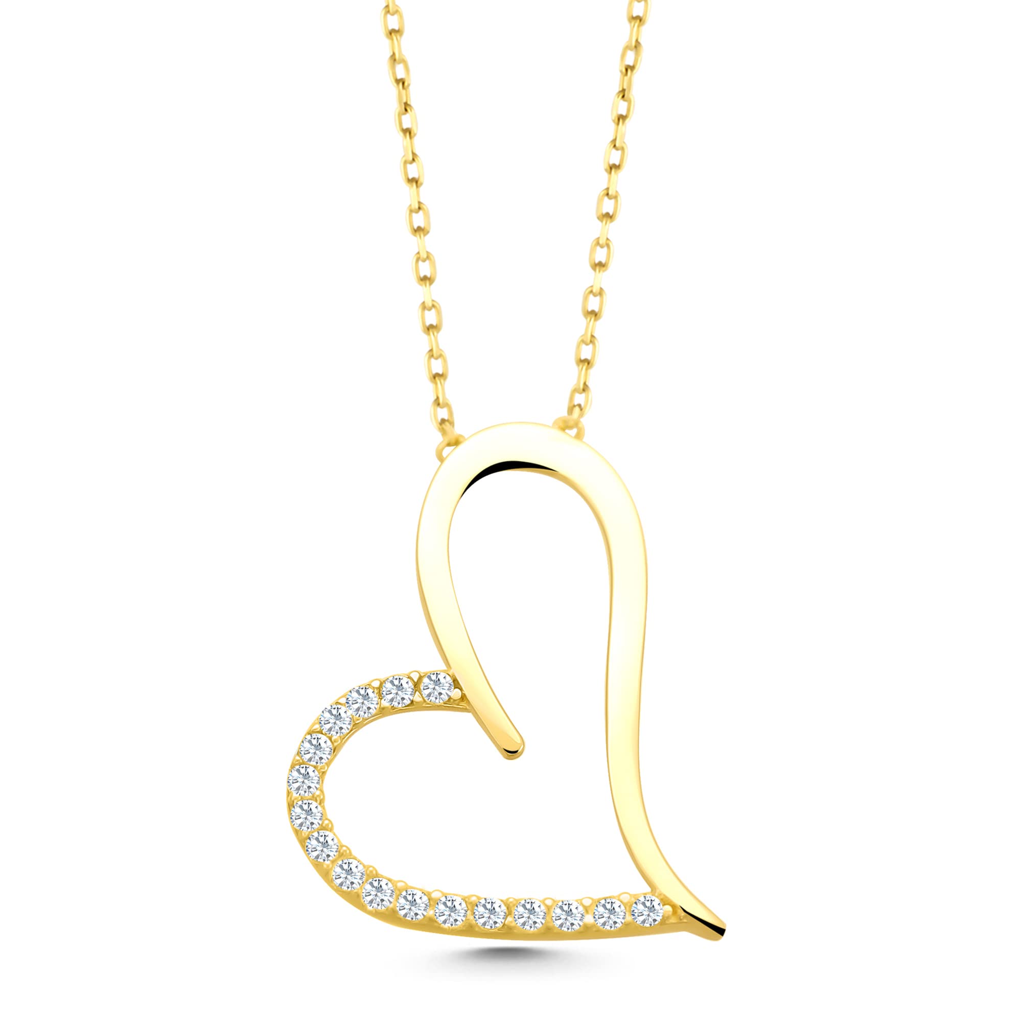 14K Solid Gold Heart Pendant Necklace for Women - Certified Real Gold Jewelry Gift for Mom, Wife, Girlfriend - 18