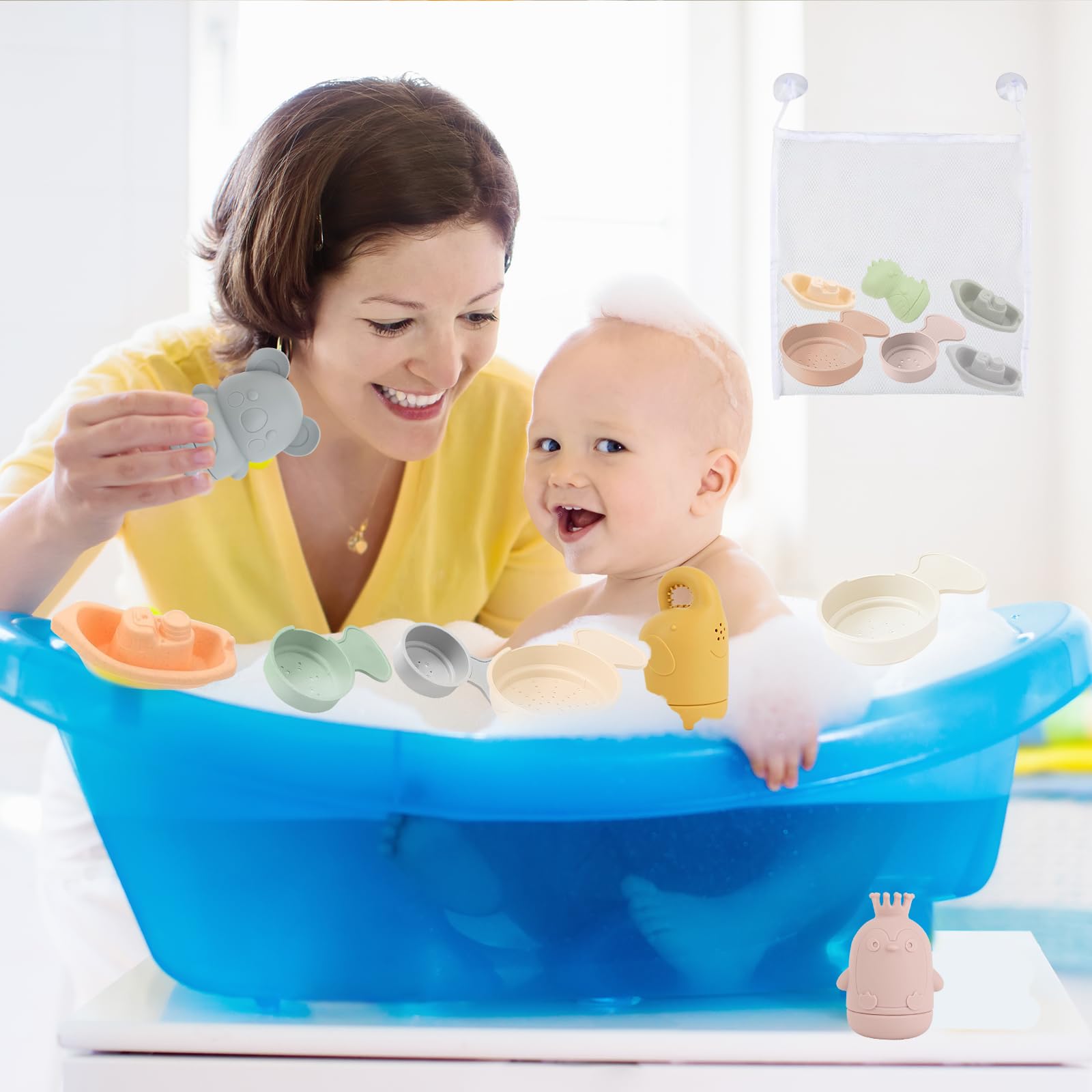UOY Baby Water Toys for 1+ Year Old - Safe Silicone Bath Toys for Toddlers & Kids - Fun Water Play Gifts for Boys & Girls - Perfect for Bathtime, Pool, Beach & Outdoor Water Activities