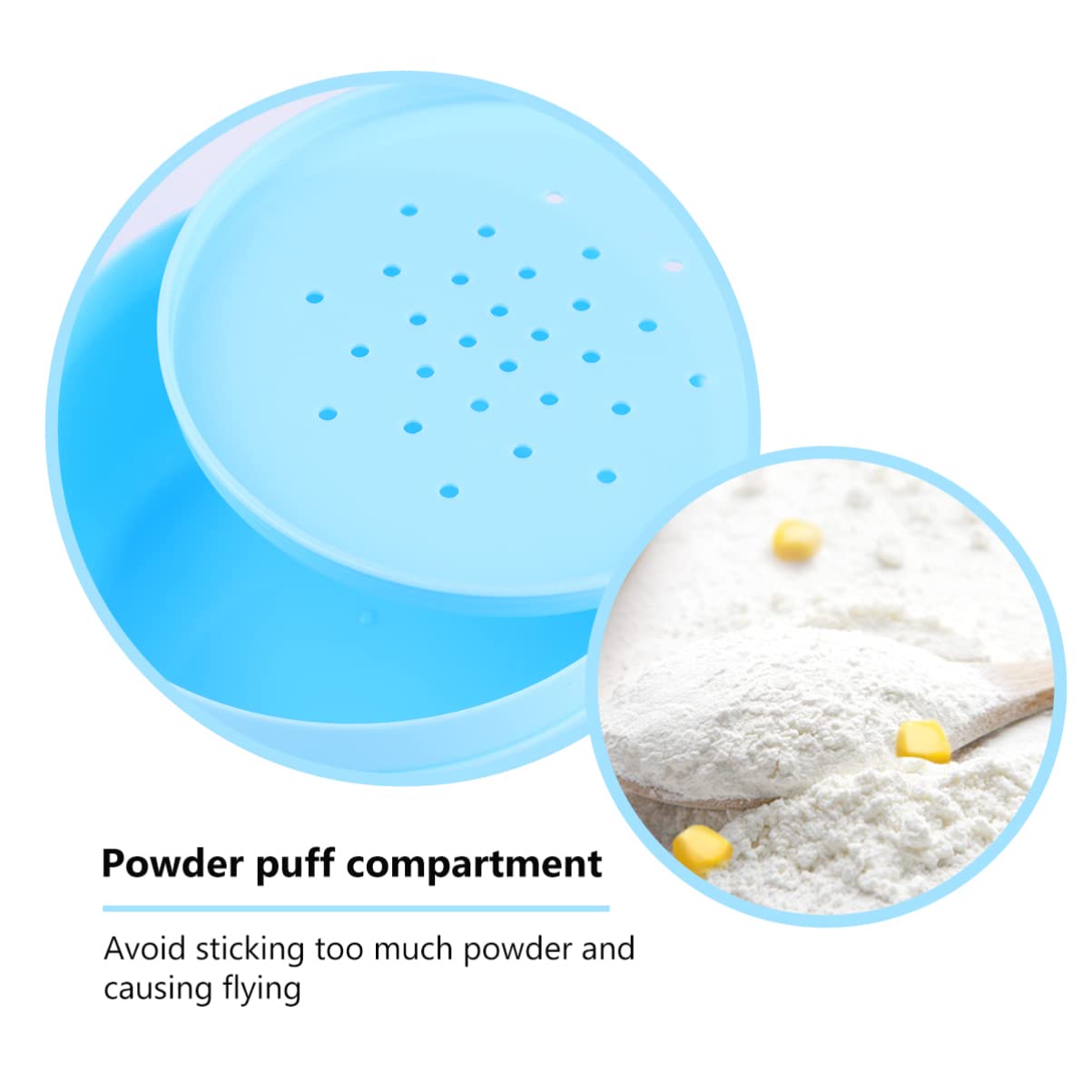 Premium Blue Body Powder Puff Sponge Case - Talcum Powder Applicator Container with Soft Puff for After-Bath & Makeup | Travel-Friendly Cosmetic Storage