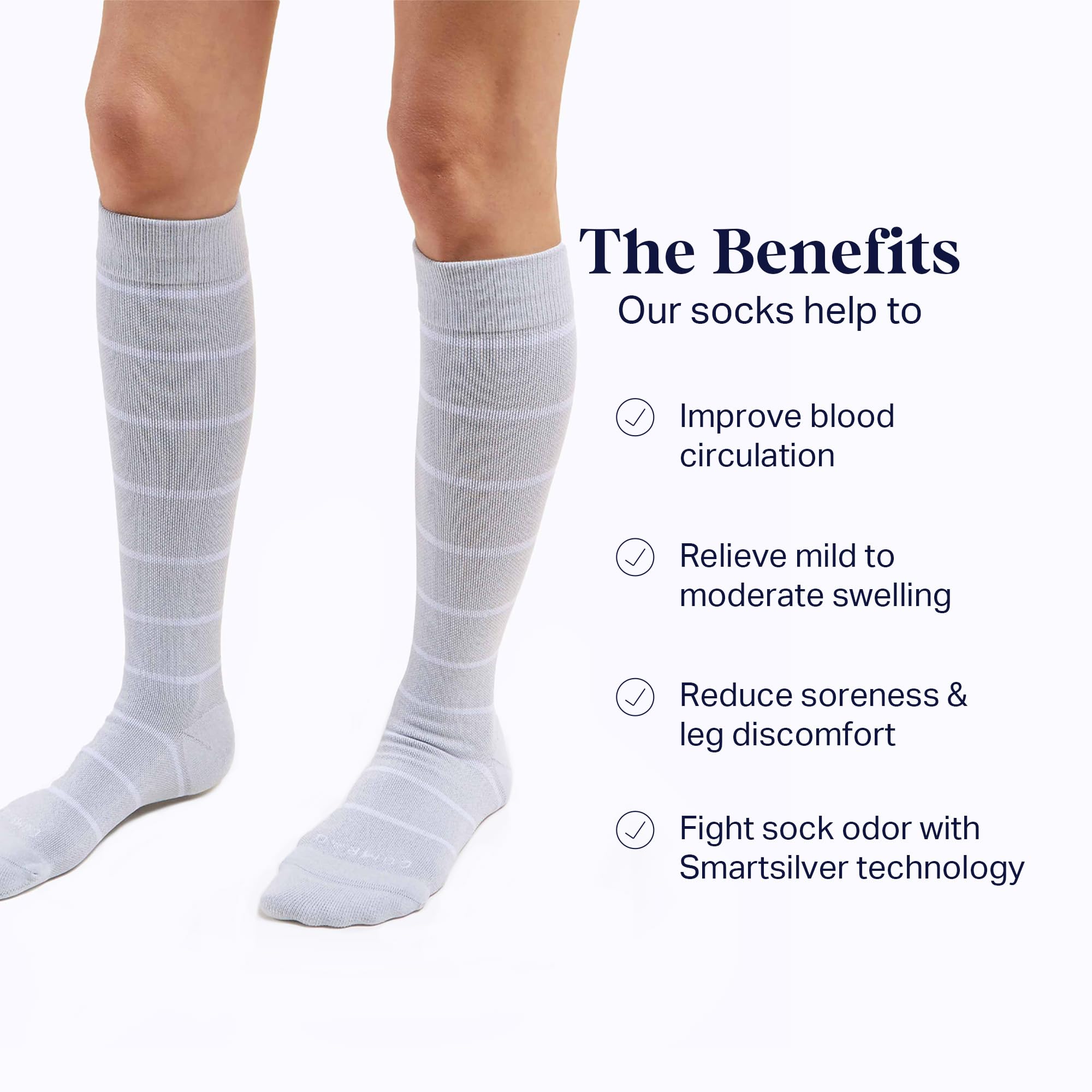Comrad Nylon Knee High Compression Socks 15-20mmHg - Soft Breathable Graduated Support Socks for Men & Women - Perfect for Running, Travel & Circulation Support