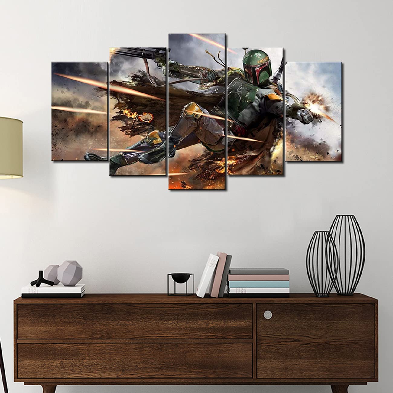 Star Wars Boba Fett Bounty Hunter Classic Movie Poster - 5 Panel Canvas Wall Art Print for Living Room, Bedroom & Home Theater Decor | Premium Home Decor Gift for Fans