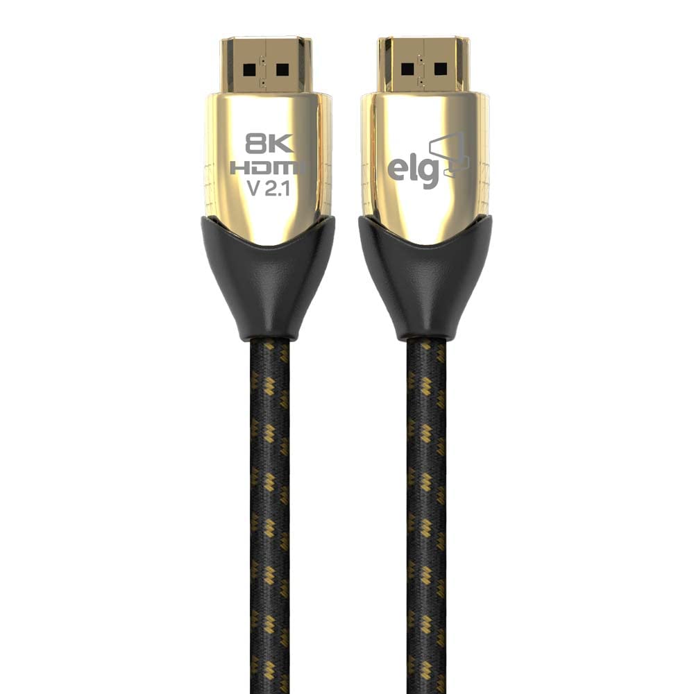 ELG 8K Certified HDMI Cable 2.1 48Gbps 6.6FT/2M - Ultra High Speed 8K@60Hz, 4K@120Hz, 144Hz - 24K Gold Plated Connectors with eARC, Ethernet, VRR, TrueHD, DTS-X, Dolby Atmos - Compatible with Smart TVs, Laptops, Gaming Monitors & Home Theater Systems
