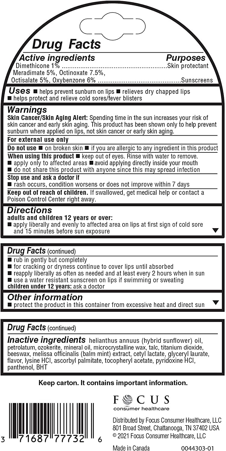 Herpecin-L SPF 30 Lip Balm Stick for Cold Sores & Sun Protection - 0.1 oz (2-Pack) - Moisturizing Lip Care for Dry, Chapped Lips - Perfect for Outdoor Activities & Daily Use